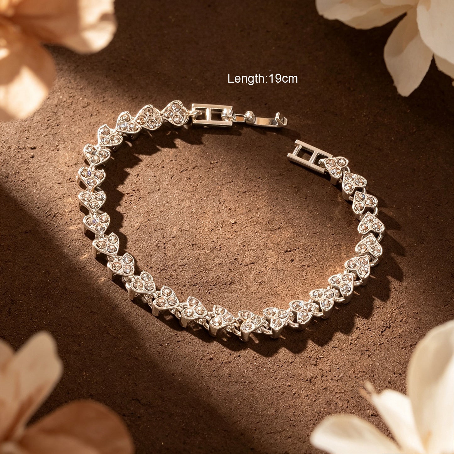 Sparkling Rhinestone Heart Tennis Bracelet Bridal Prom Anniversary Gift Jewelry
