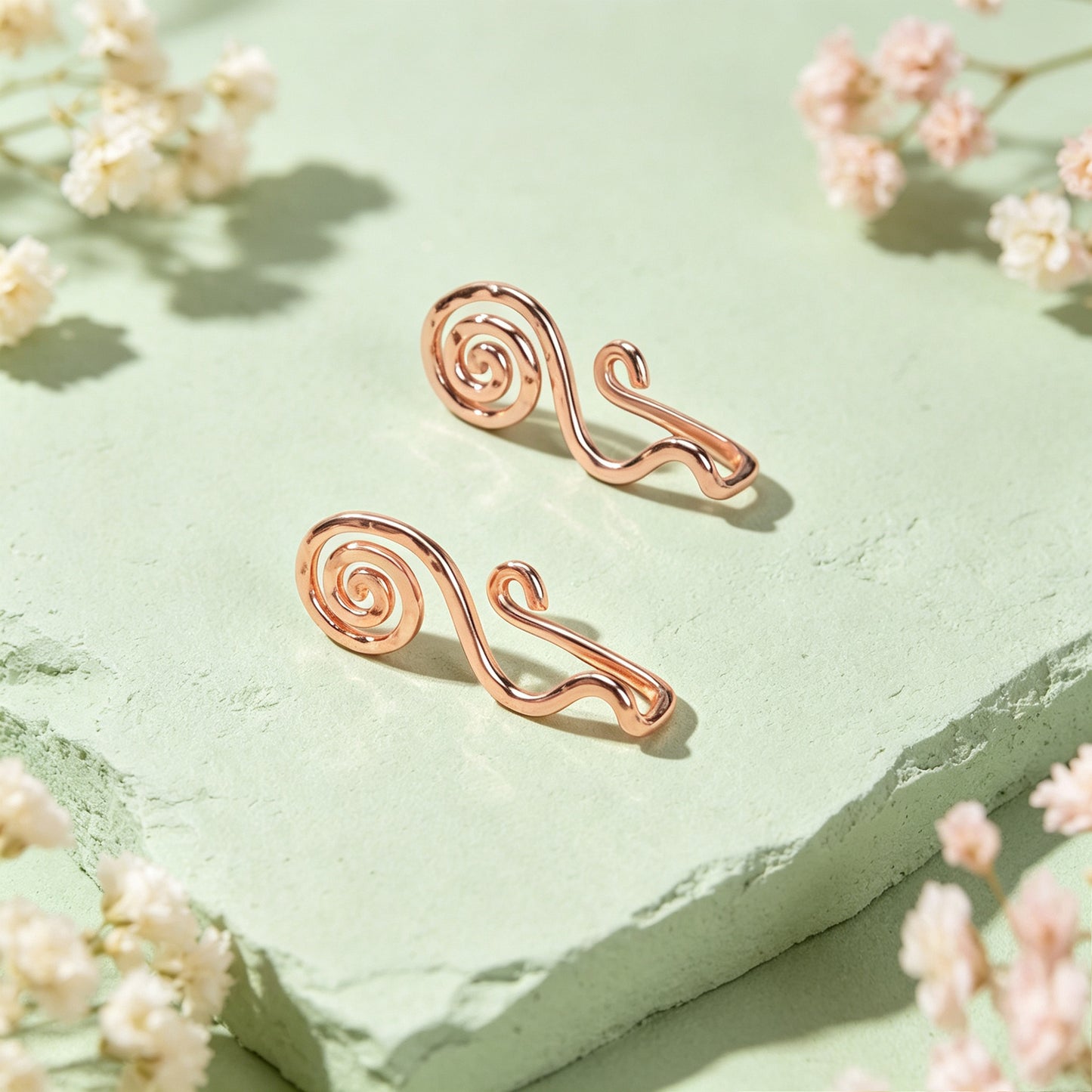 2pcs Delicate Rose Gold No Piercing Geometric Ear Cuffs Elegant Daily Jewellery