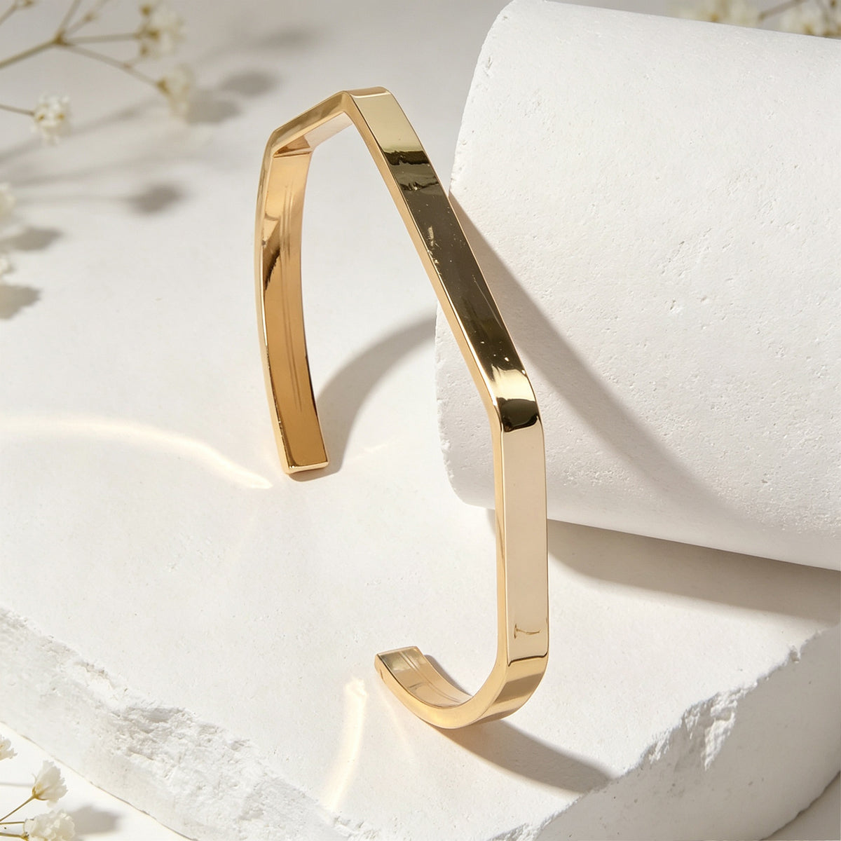 Minimalist Geometric Metal Open Cuff Bangle Modern Daily Officework Jewellery