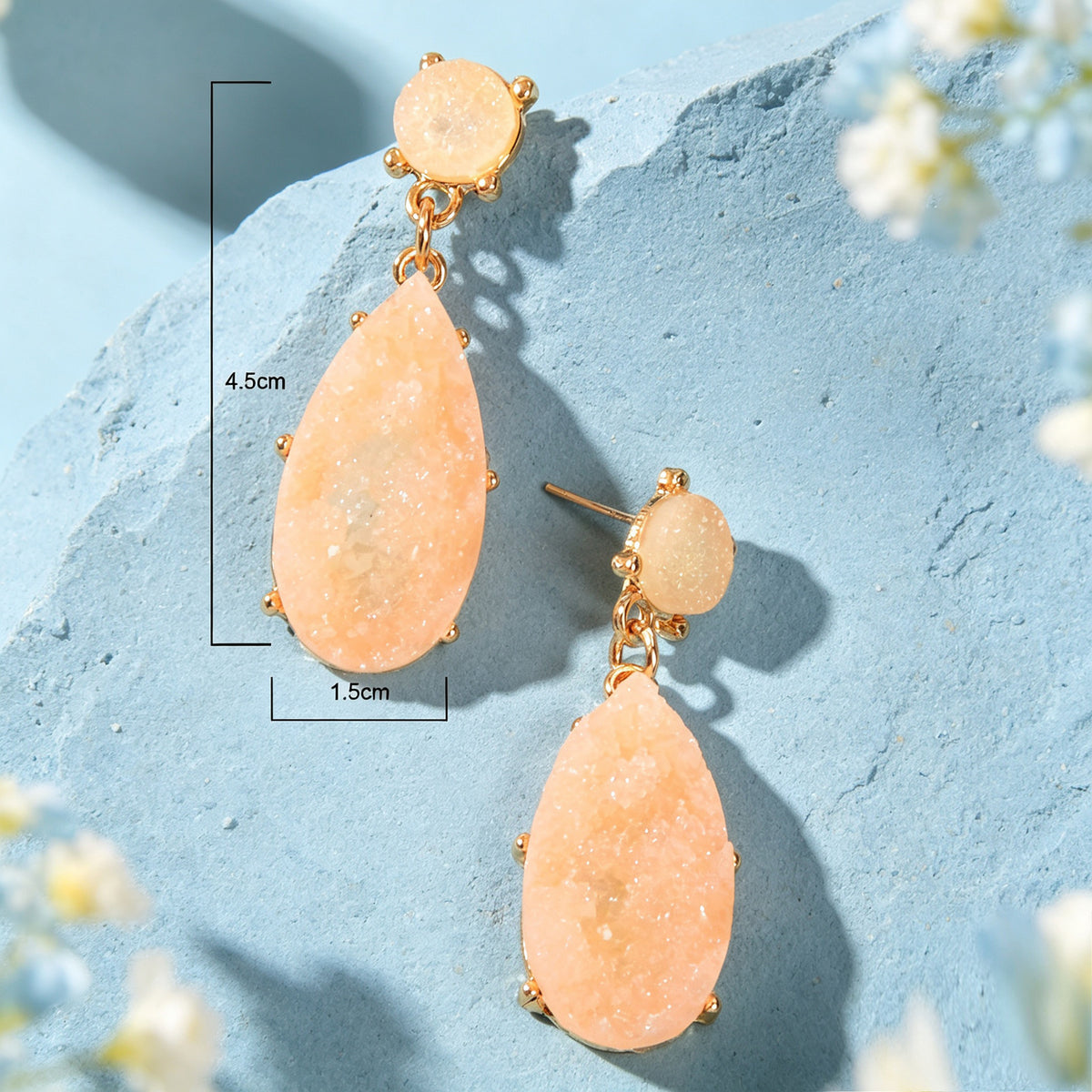 Banquet Party French style Champagne Faux Gemstones Water Drop Dangle Earrings