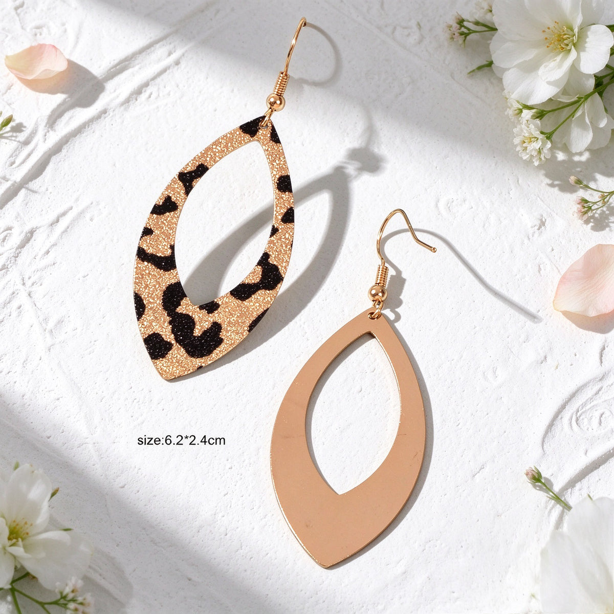 Vintage Leopard Print Hollow Teardrop Drop Earrings Daily Officework Jewellery
