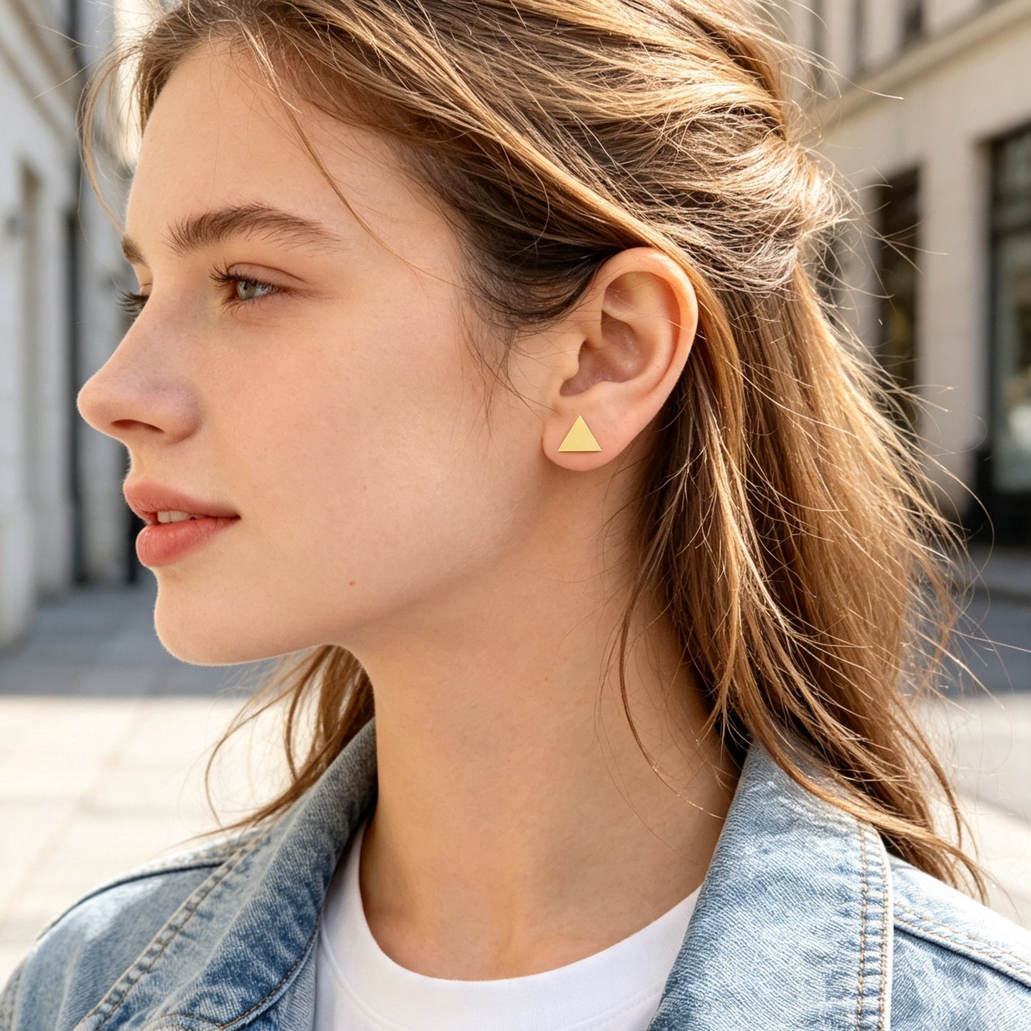 Gold Triangle Geometric Minimalist Stud Earrings Fashion  Daily Casual Work Dainty Jewelry