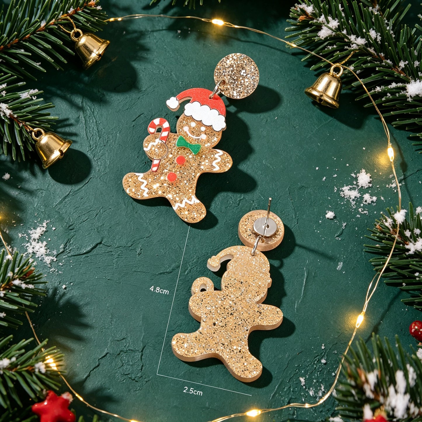Cute Christmas Gingerbread Man Dangle Earrings Festive Holiday Fun Xmas Jewelry