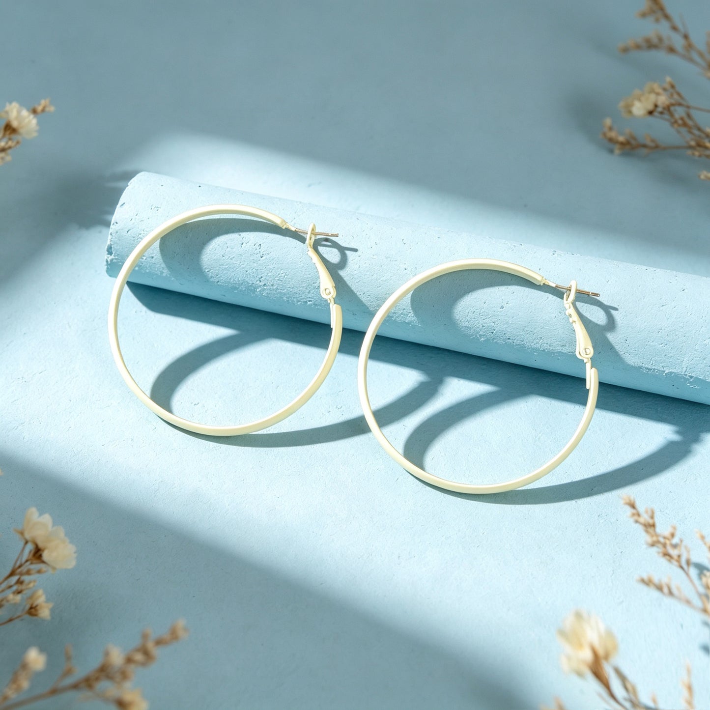 Minimalist Beige Big Round Hoop Earrings Daily Party Beach Vacation Statement Jewelry