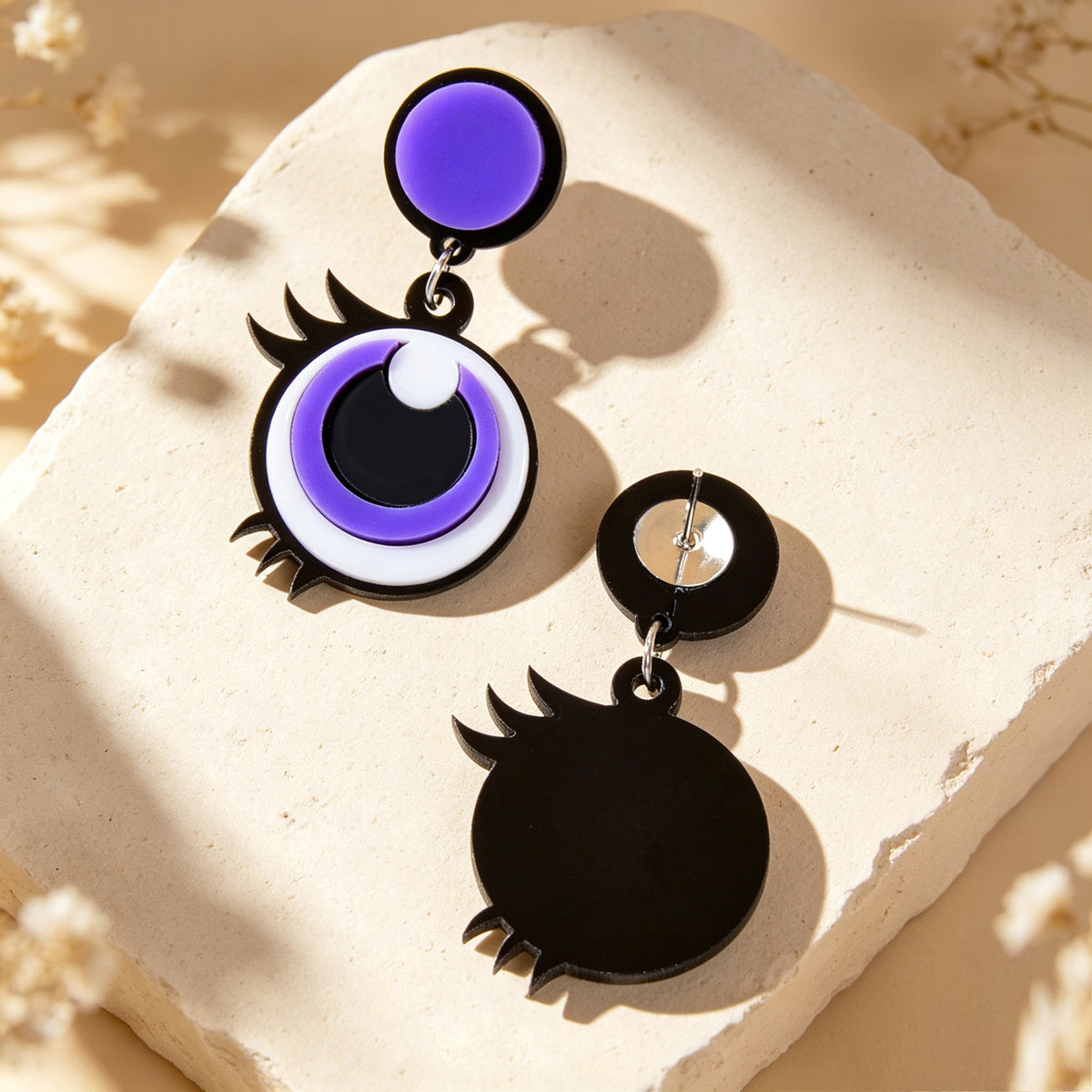 Fun Cartoon Purple Big Eye Acrylic Dangle Earrings Y2K Halloween Party Jewellery