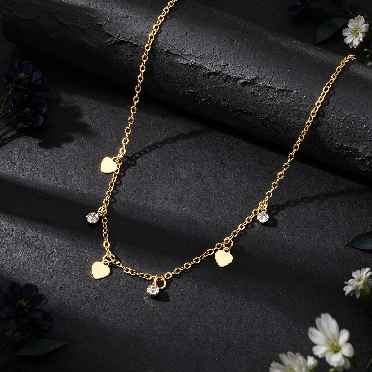 Gold Silver Chain Shiny Heart Pendant Necklace Romantic Dating Party Jewellery