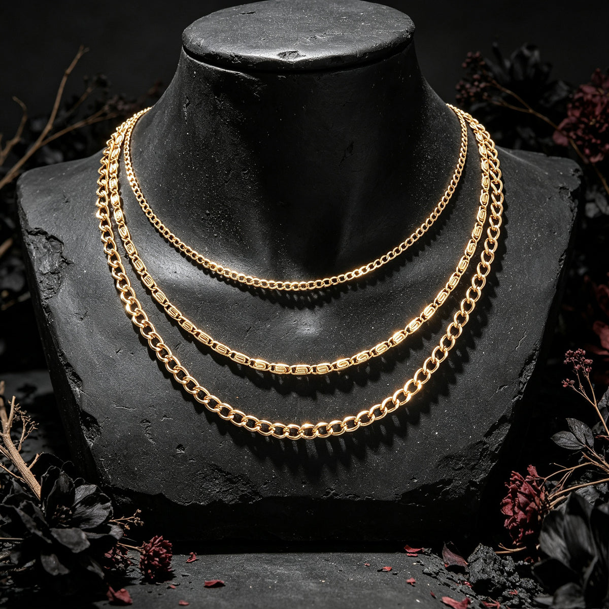 3pcs Layered Collar Necklaces Cuban Geometric Chain Simple Daily Party Jewellery