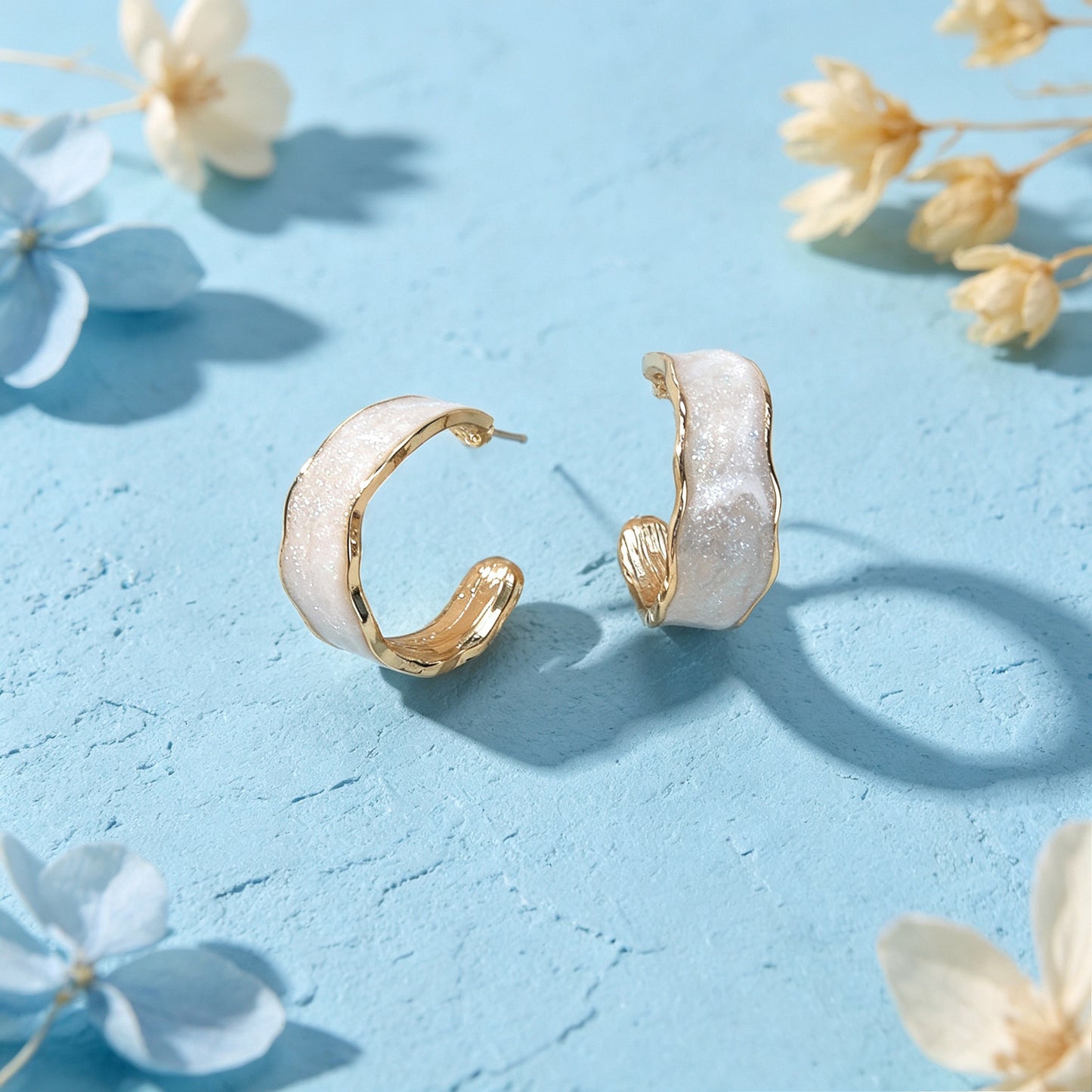 Simple White Enamel C Shape Hoop Stud Earrings Daily Officework Casual Jewelry