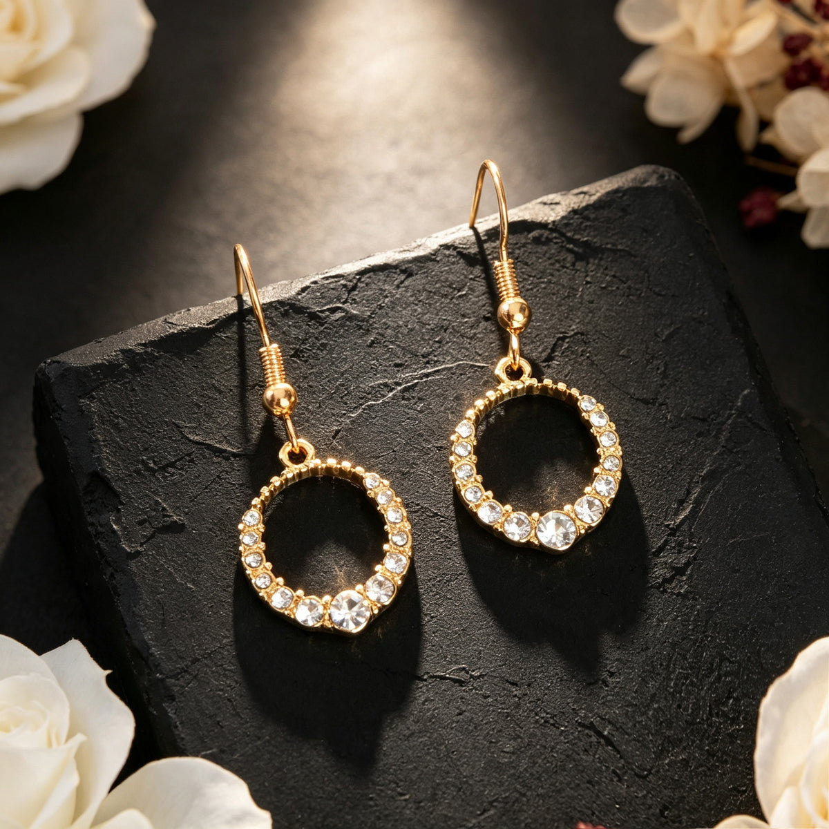 Luxurious Shiny Circle Dangle Earrings Elegant Jewelry for Wedding Dating Party Banquet