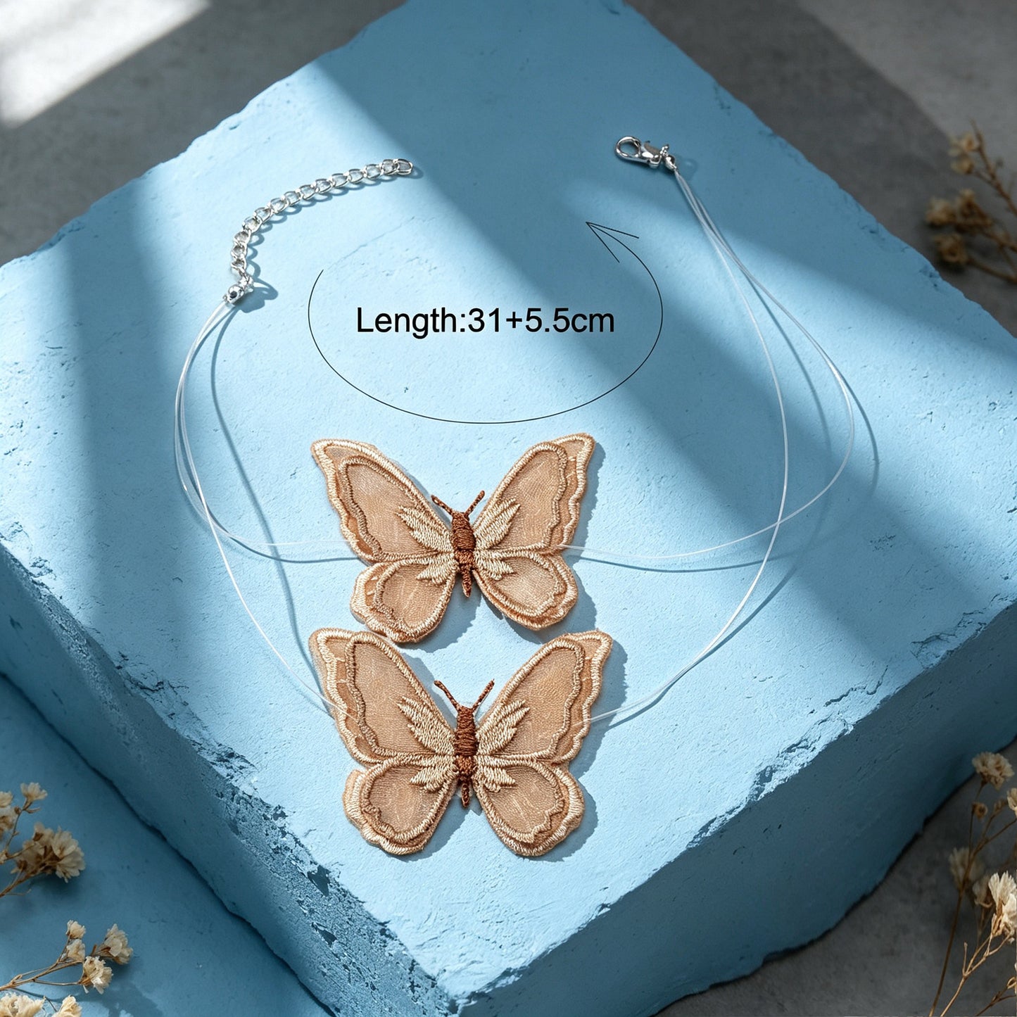 Fashion Spun Fabric Butterfly Thin Choker Necklace Party Holiday Jewellery Gift
