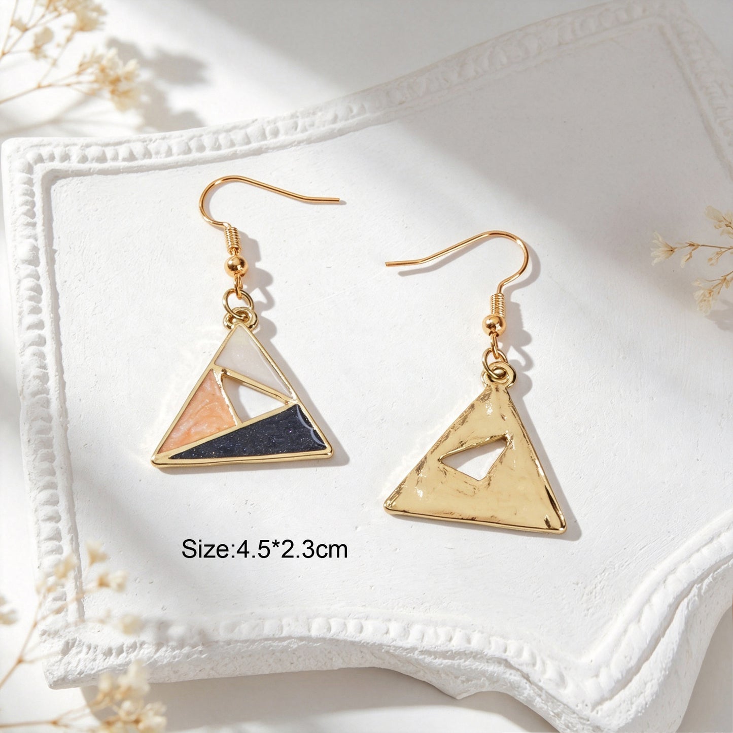 Boho Enamel Triangle Drop Earrings Geometric Color Block Design Daily Officework Vacation Jewelry