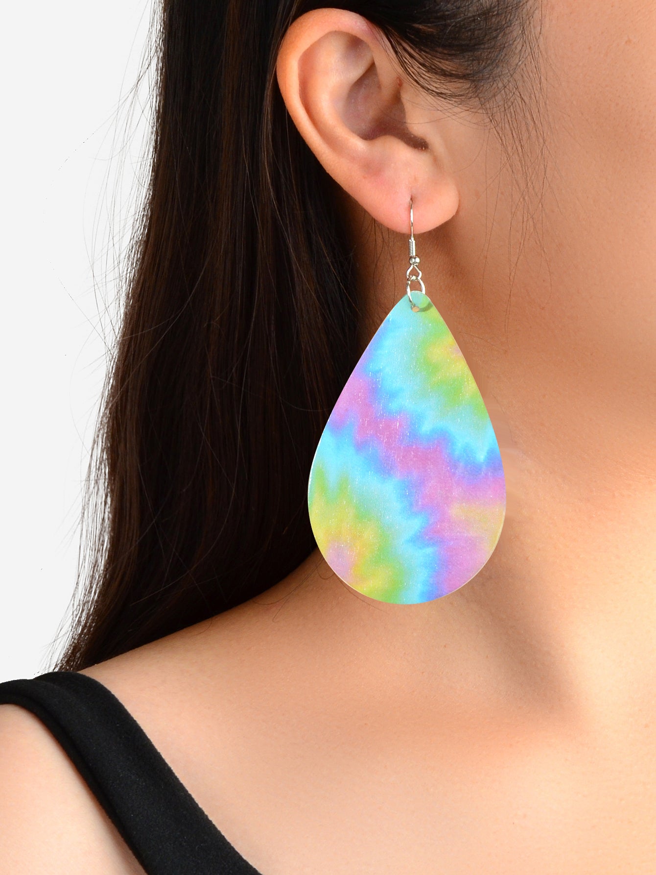 Bohemian Ethnic Style Geometric Pattern Wood Water Drop Dangle Holiday Earrings