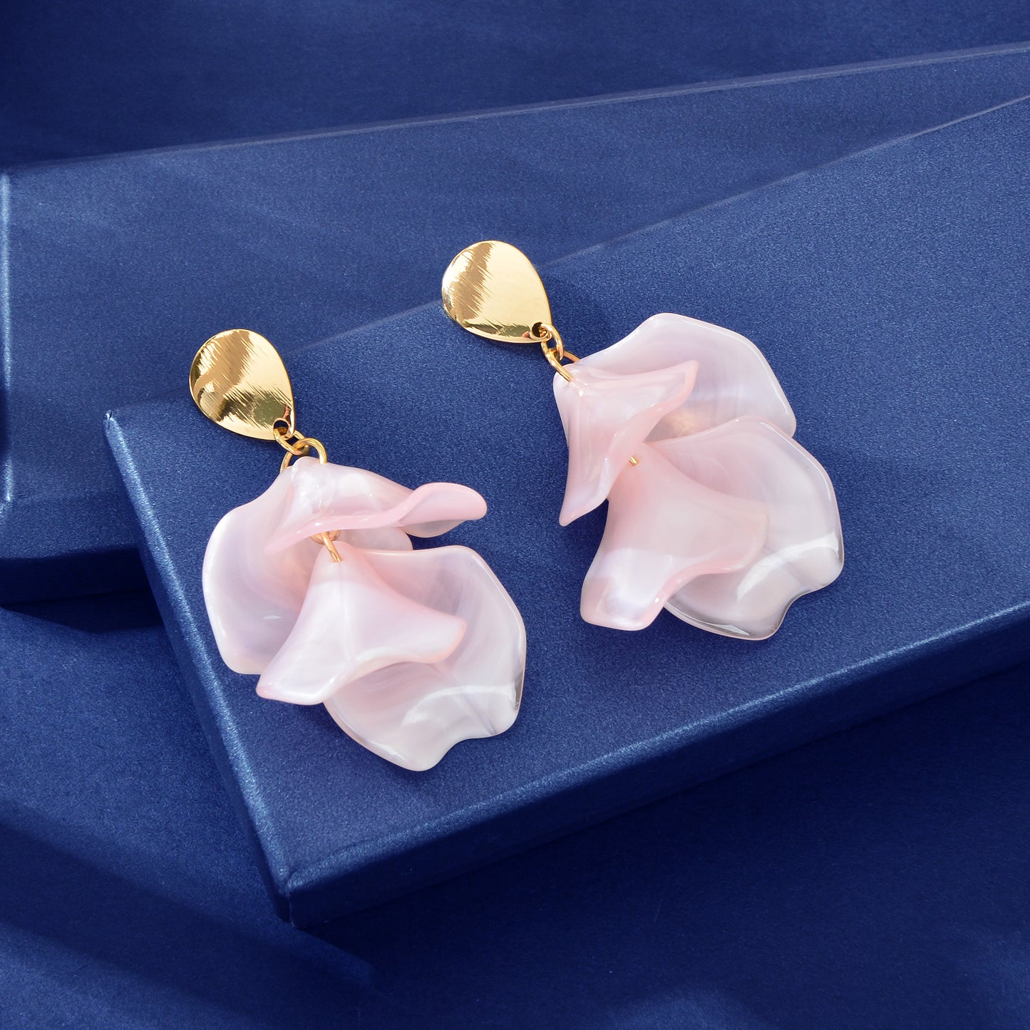 1pair Elegant Flower Petal Dangle Earrings for Women Daily Dating Party Jewelry