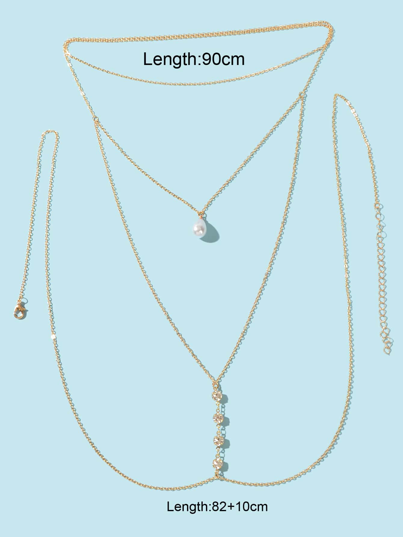 Pearl Pendant Multi-Layered Gold Body Chain Exquisite Statement Accessory