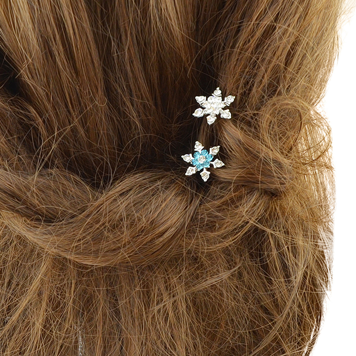Hair Sticks Styling Transparent Blue Rhinestone Snowflake Hairpins Accessories