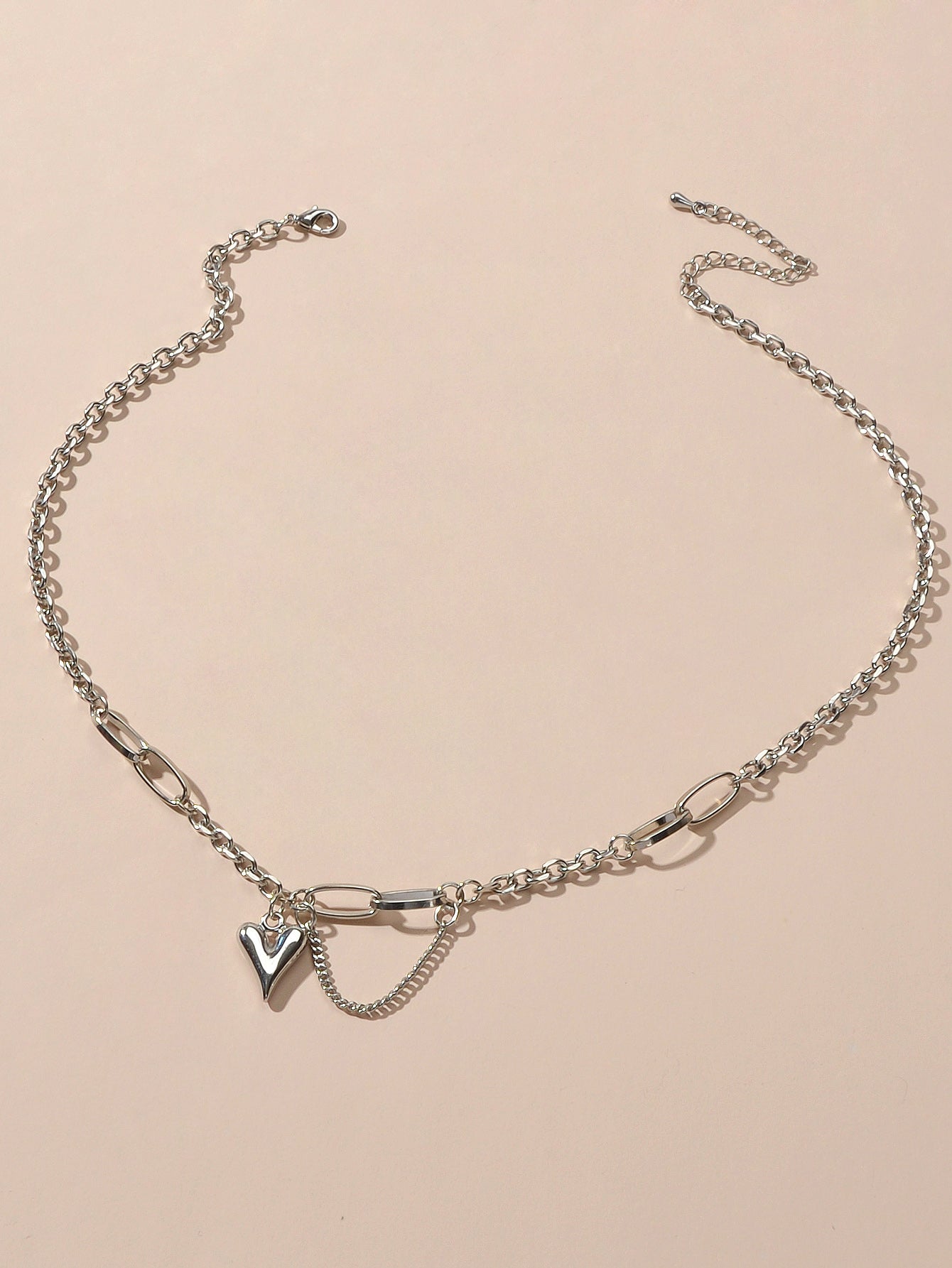 Punk Hip Hop Jewellery Multiple Silver Chain Tassel Heart Charm Party Decoration