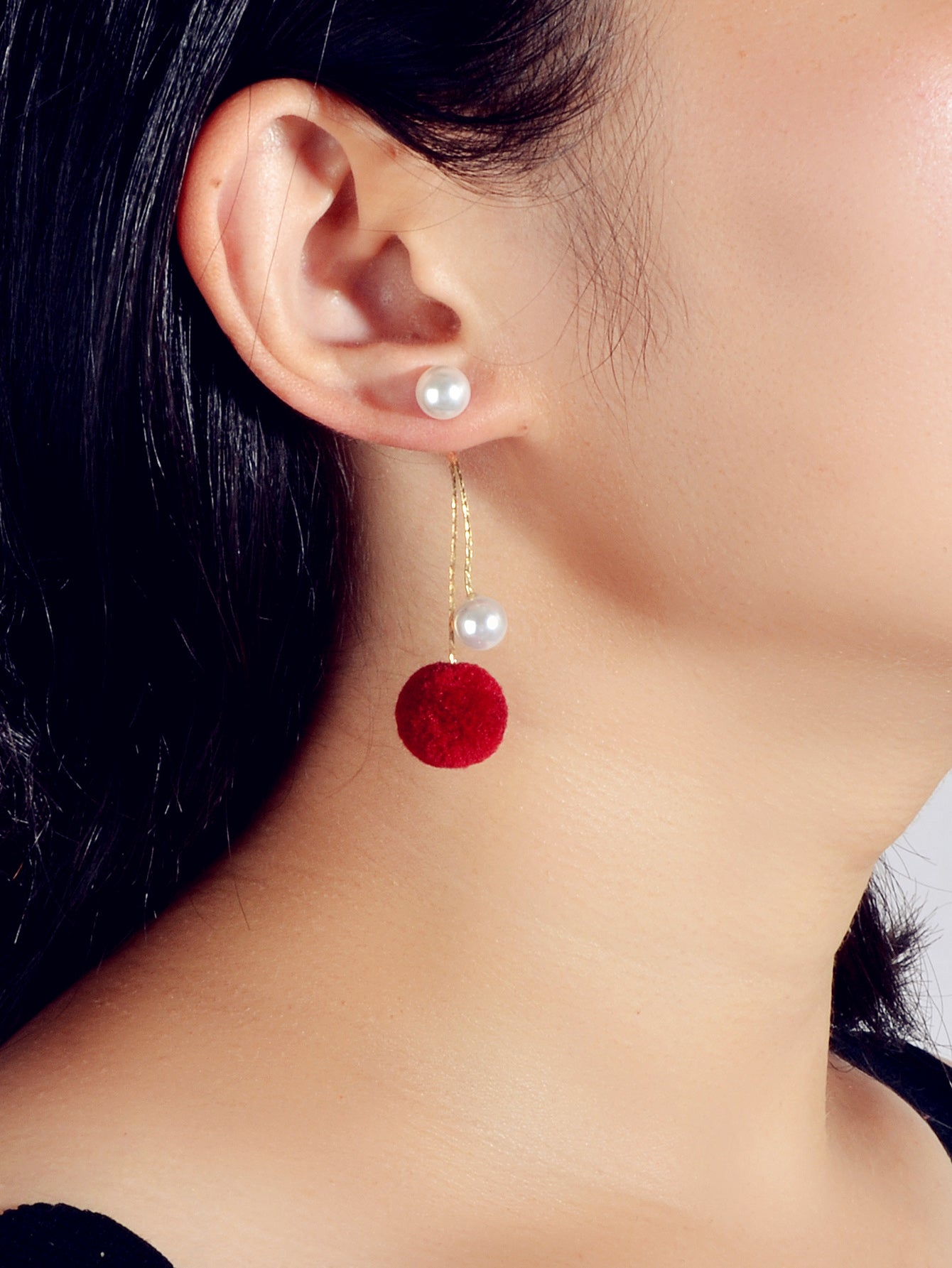 Retro Gold Chain Pearl Decor Ball Dangle Earrings Designer Jewellery Ear Jacket