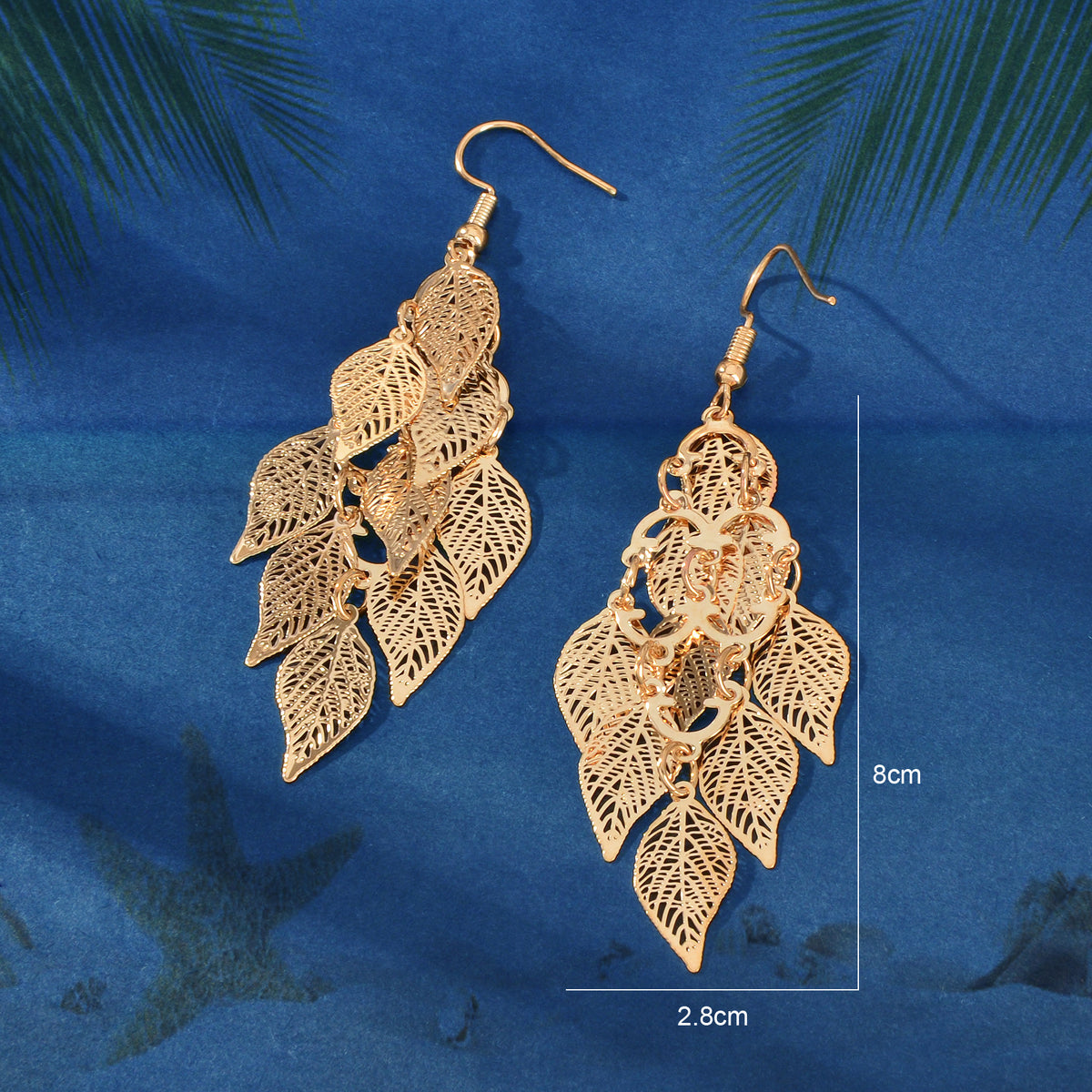 AU Local Bohemian Colorful Hollow Layered Leaf Stacks Hook Drop Dangle Earrings