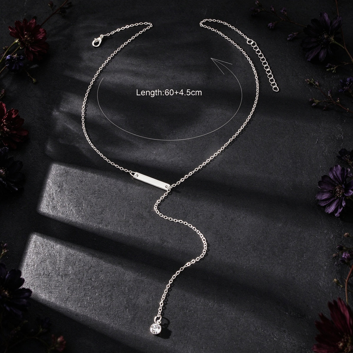 Rhinestone Bar Y Shape Adjustable Lariat Necklace Dainty Daily Party Jewellery