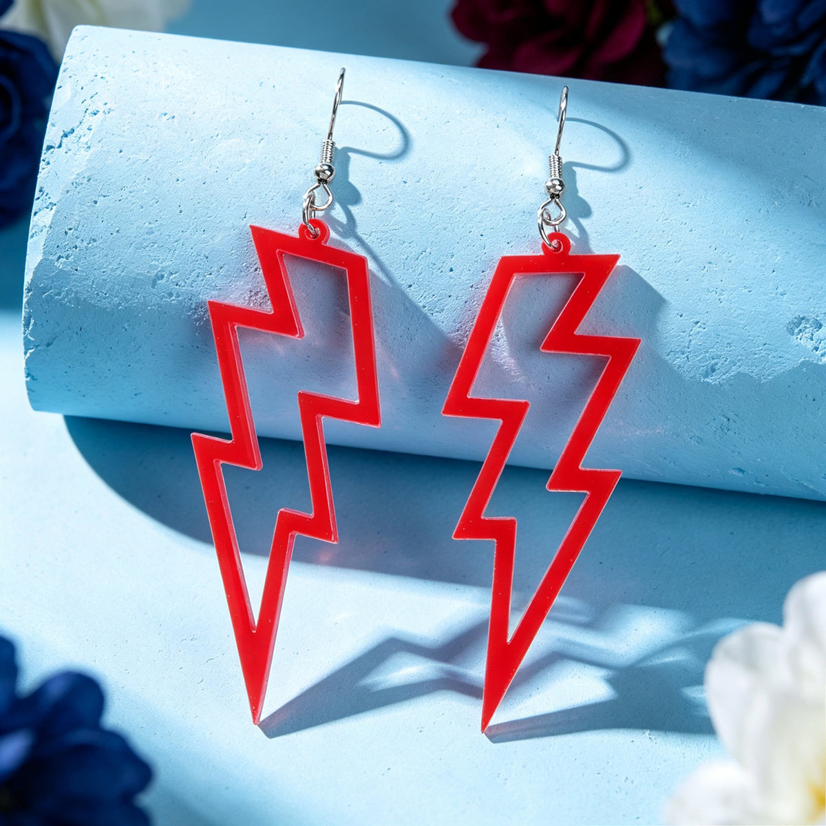 Y2K Hollow Lightning Bold Dangle Earrings Music Festival Edgy Party Jewellery