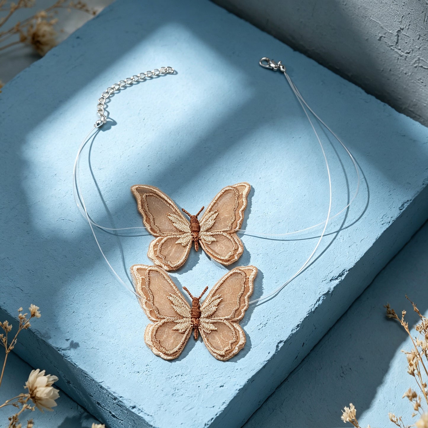 Fashion Spun Fabric Butterfly Thin Choker Necklace Party Holiday Jewellery Gift