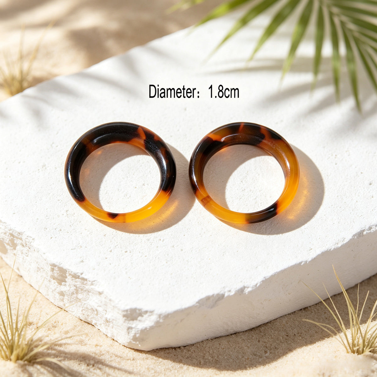 2pcs Vintage Stackable Resin Finger Rings Set Boho Summer Beach Vacation Jewelry