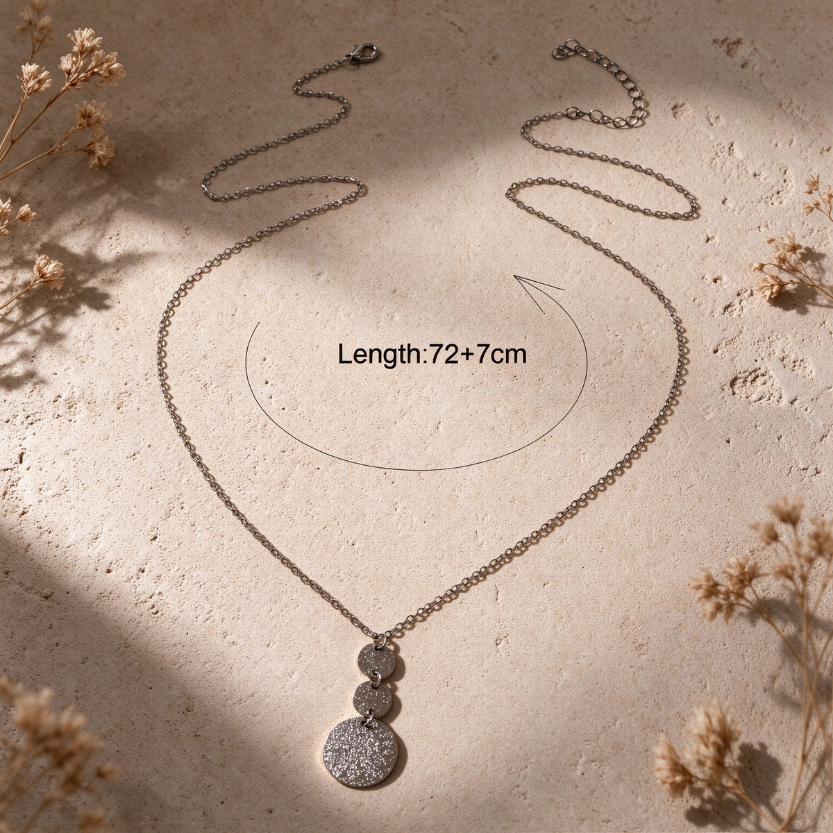 Geometric Disc Fringe Pendant Long Necklace Minimalist Party Vacation Jewellery