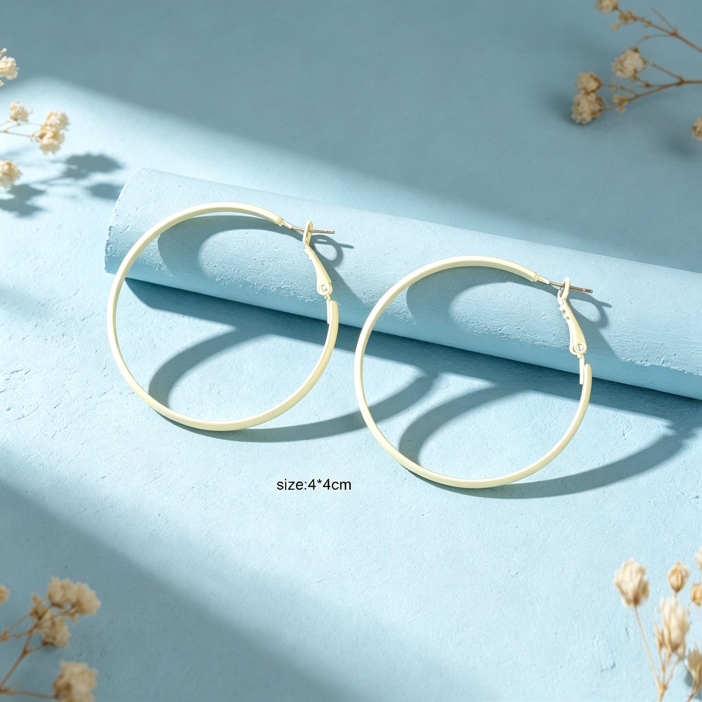Minimalist Beige Big Round Hoop Earrings Daily Party Beach Vacation Statement Jewelry