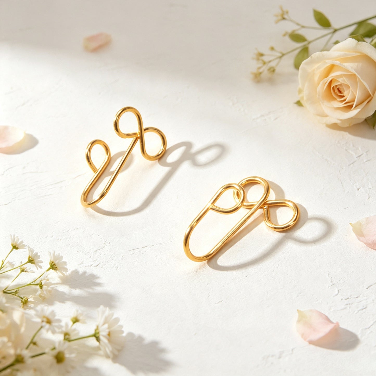 2pcs Minimal Bow Ear Cuff Gold Non-Pierced Cartilage Ear Clips Sweet Jewellery