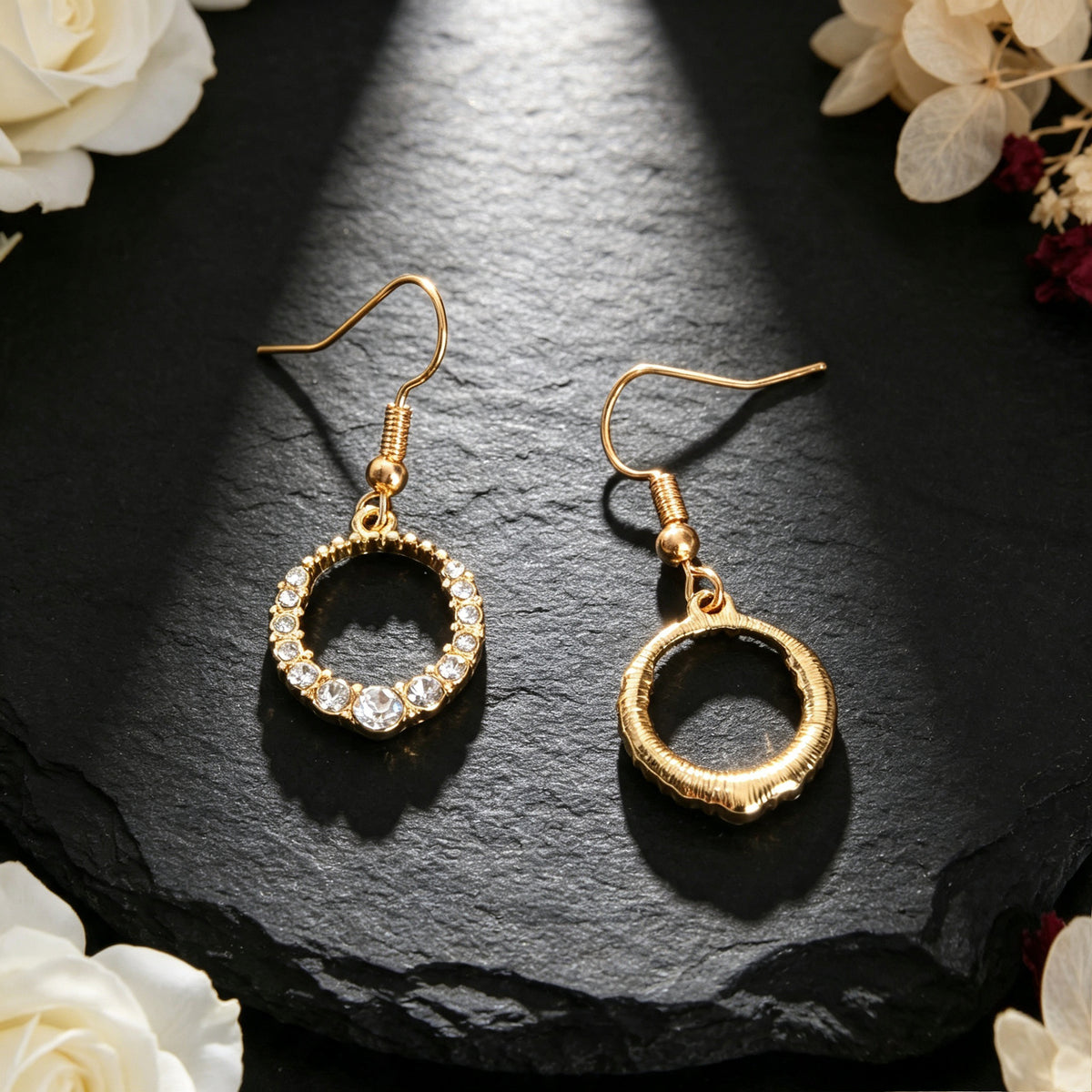 Luxurious Shiny Circle Dangle Earrings Elegant Jewelry for Wedding Dating Party Banquet