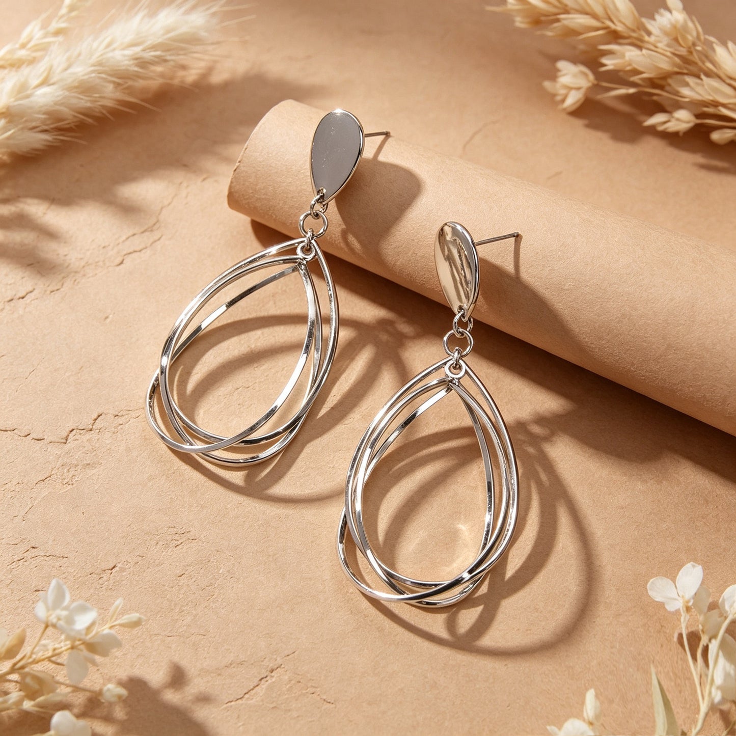Simple Geometric Hollow Water Drop Dangle Earring Daily Office Hyperbole Jewelry