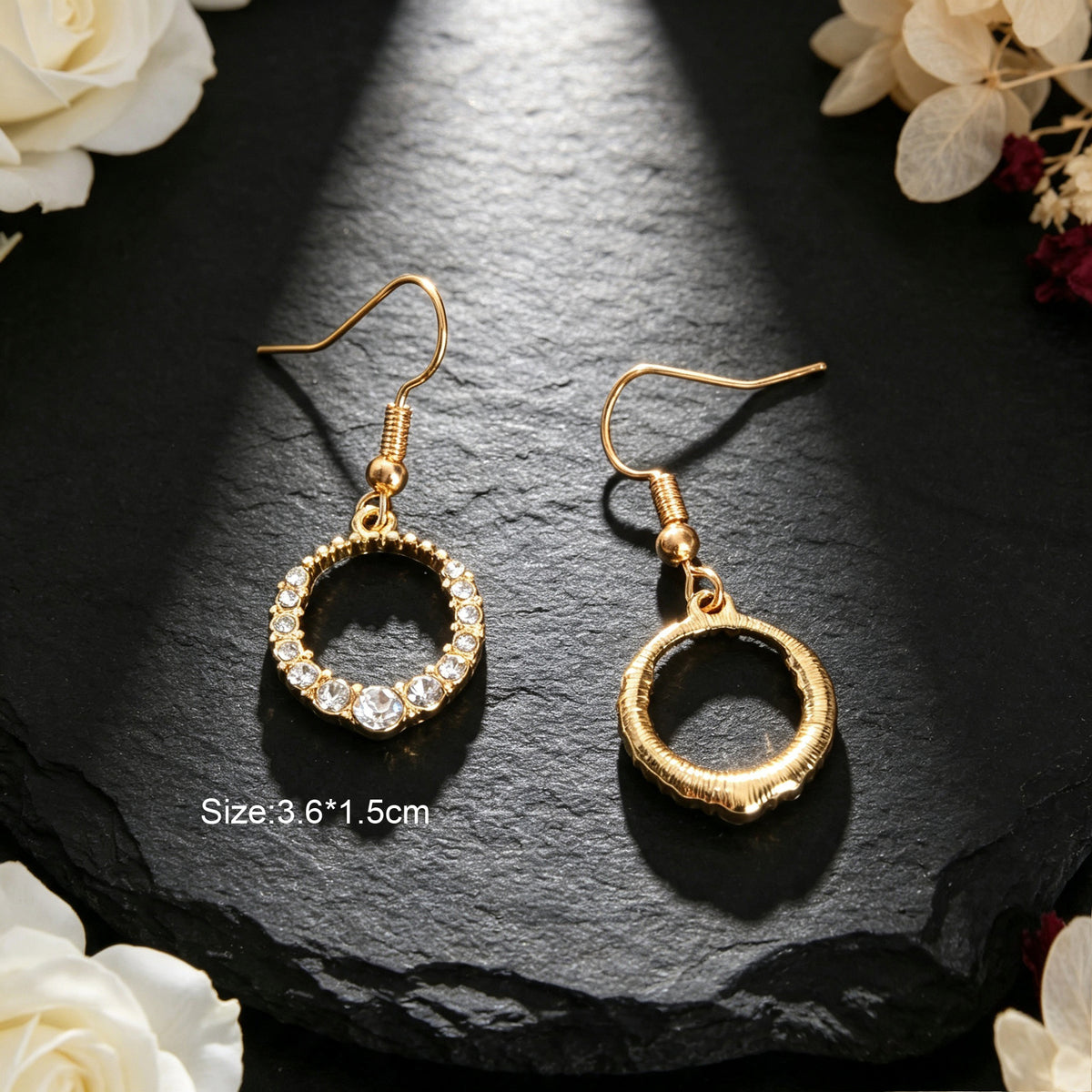 Luxurious Shiny Circle Dangle Earrings Elegant Jewelry for Wedding Dating Party Banquet
