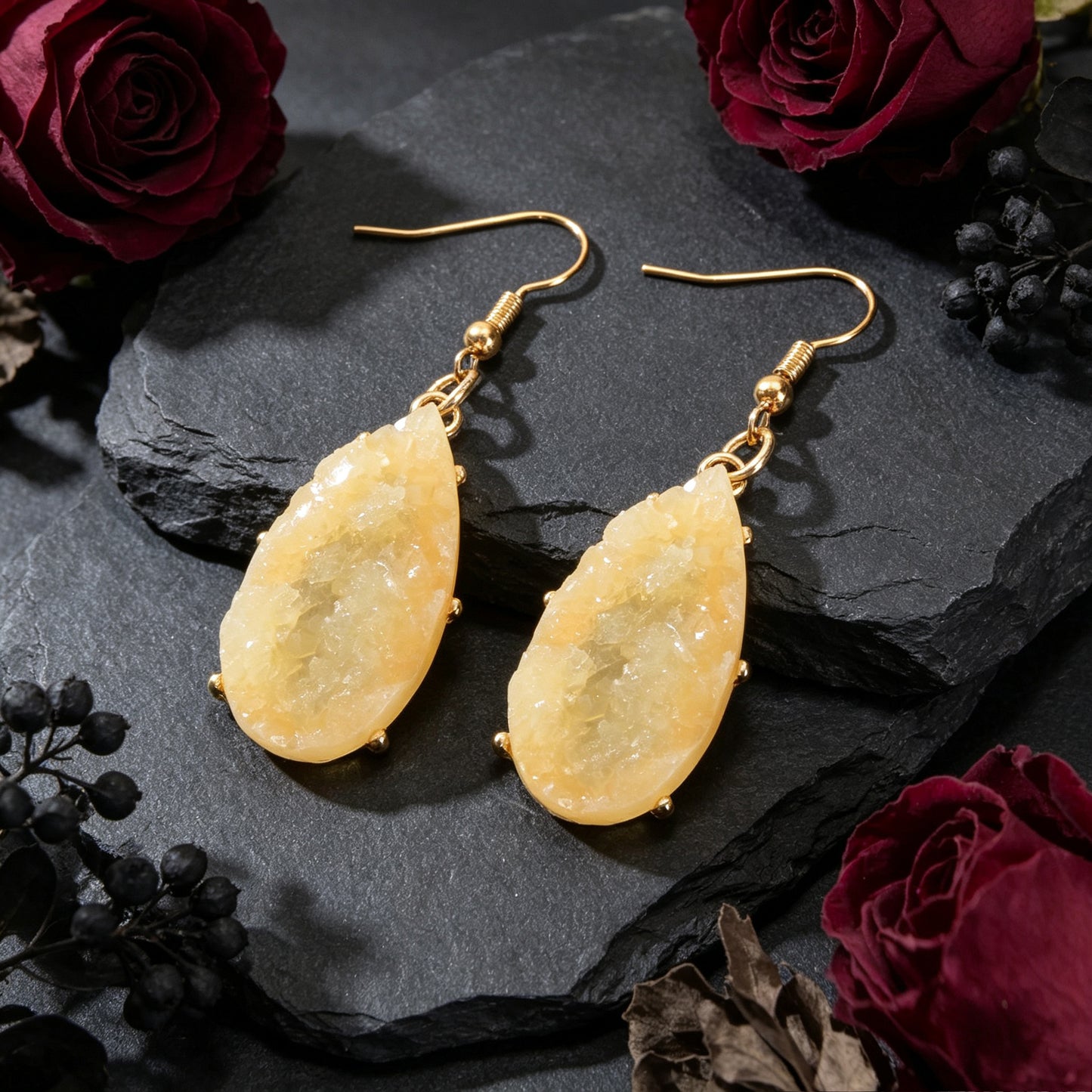 Retro Resin Water Drop Earrings Elegant Party Beach Vacation Jewelry Accessories