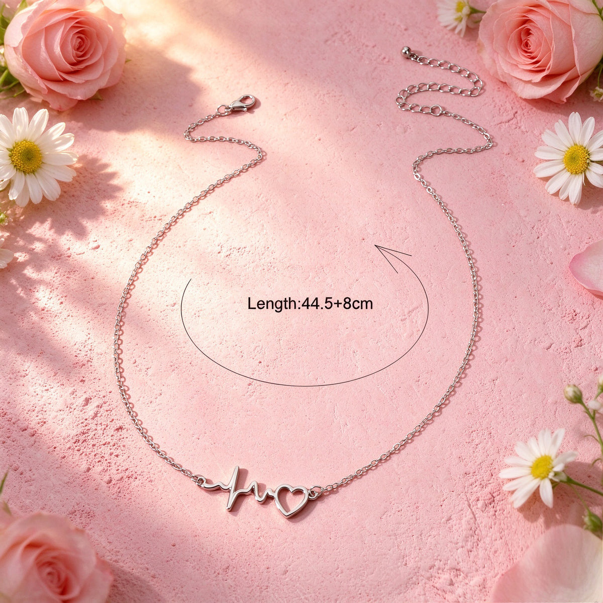 Gold Silver Heartbeat Pendant Necklace Sweet Love Symbol Jewellery Romantic Gift