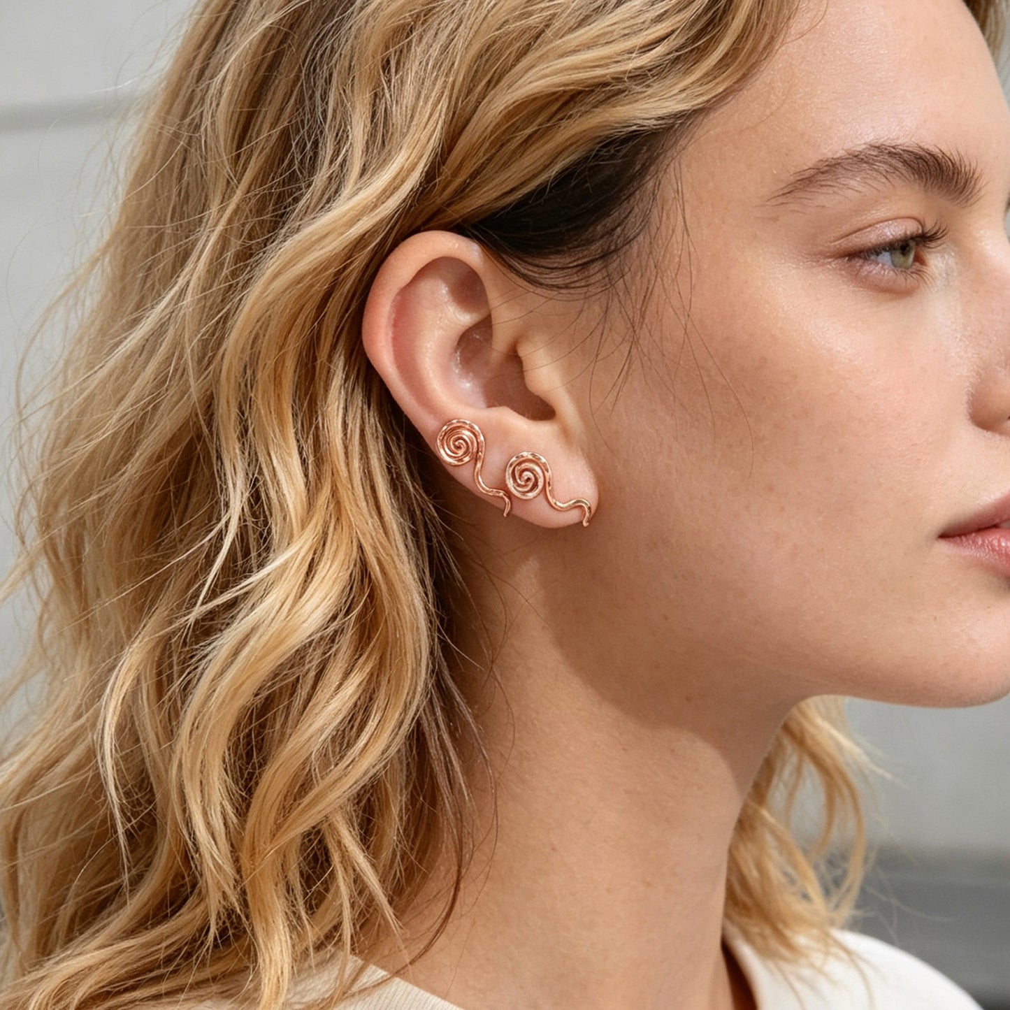 2pcs Delicate Rose Gold No Piercing Geometric Ear Cuffs Elegant Daily Jewellery