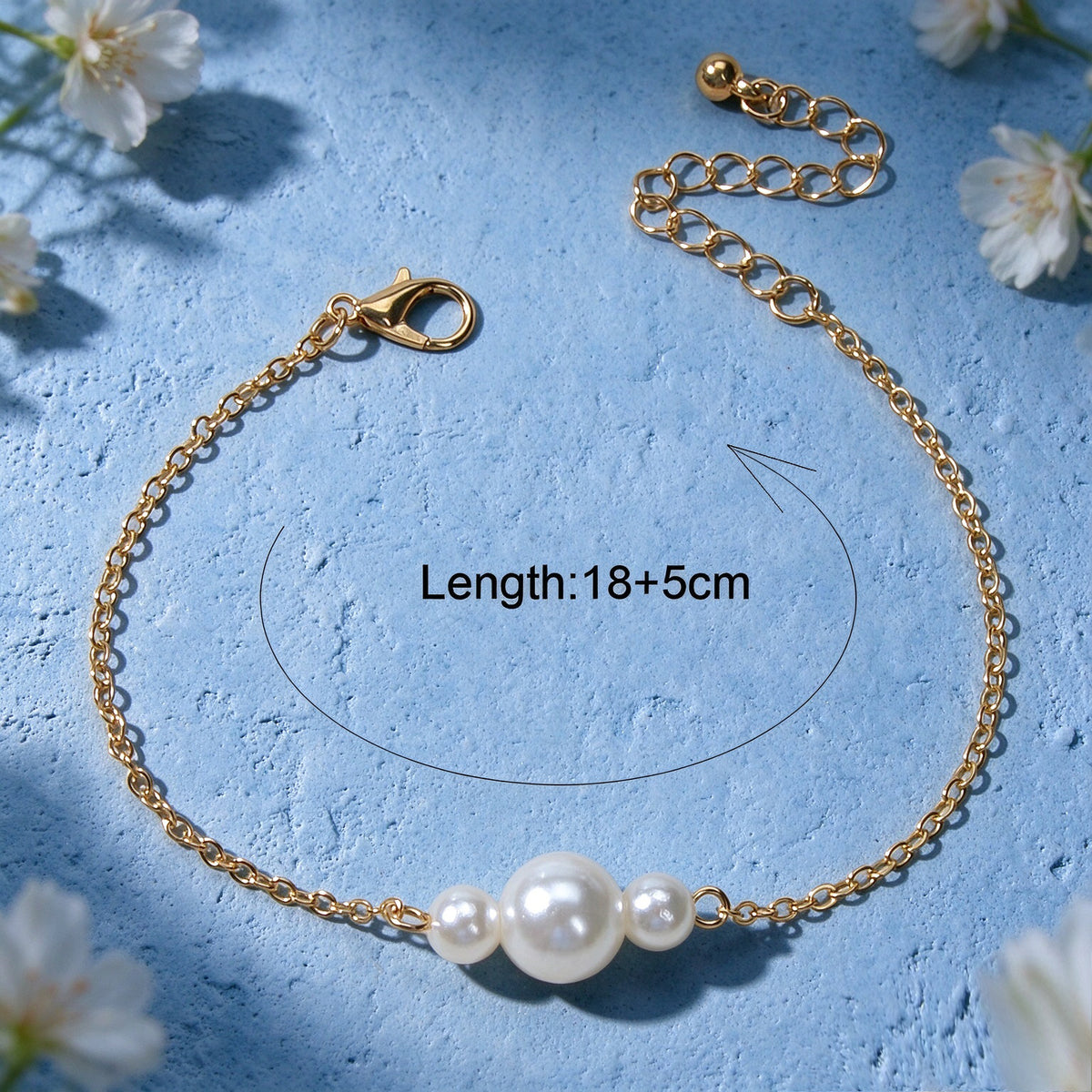 Faux Pearls Gold Silver Thin Link Bracelet Elegant Daily Wedding Gift Jewellery