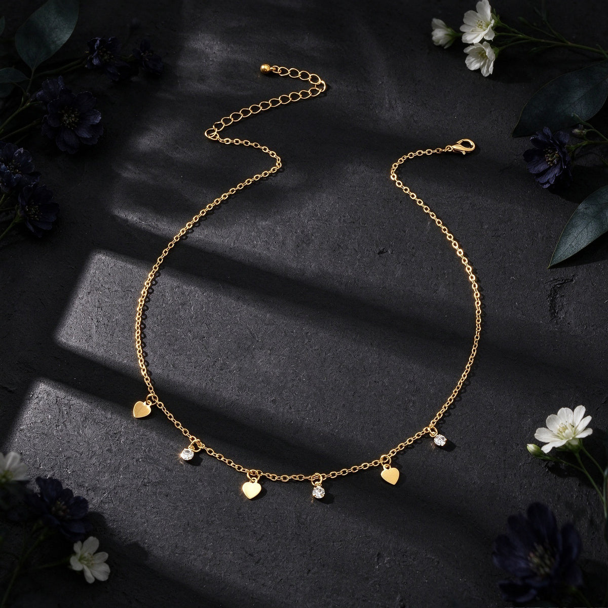 Gold Silver Chain Shiny Heart Pendant Necklace Romantic Dating Party Jewellery