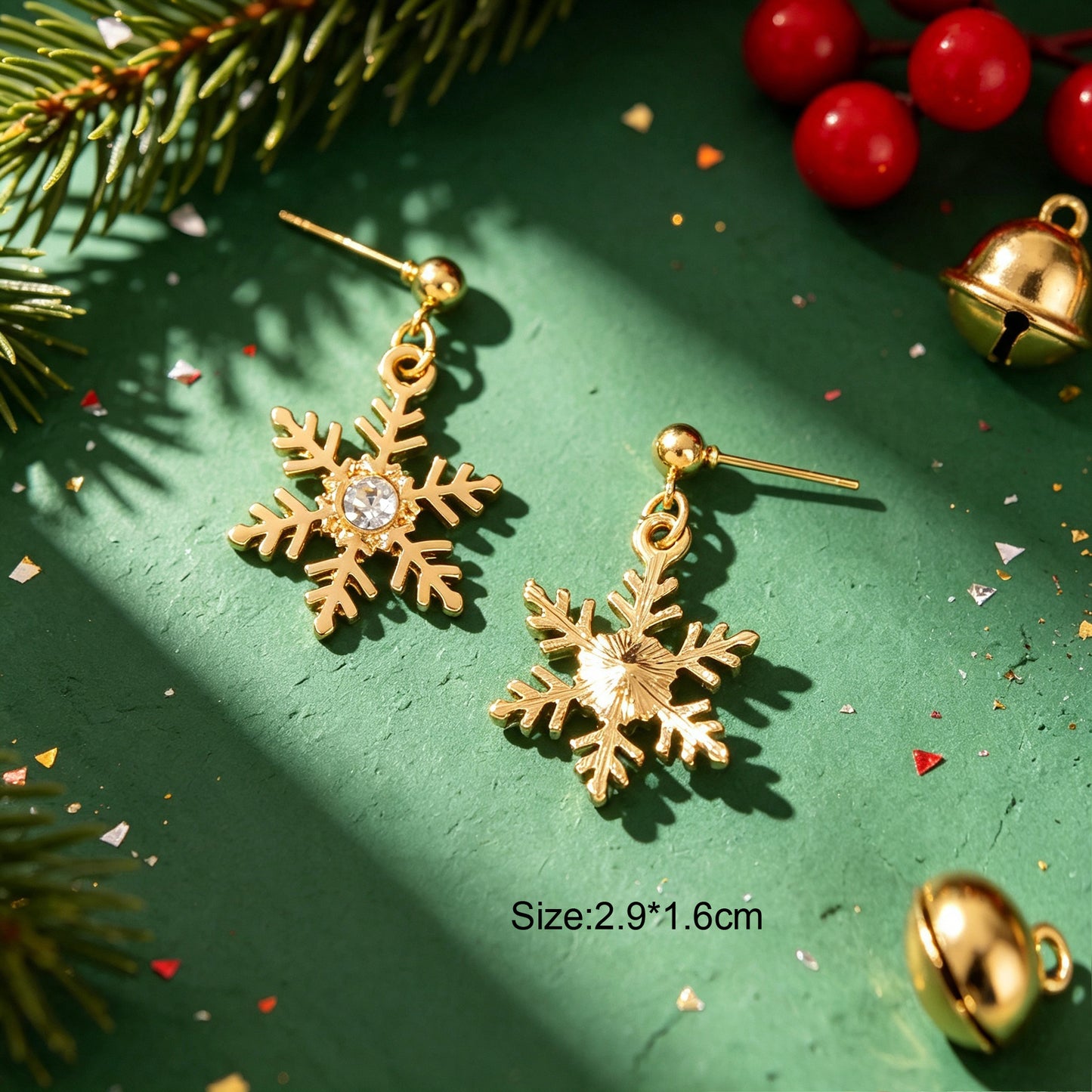 Christmas Jewelry Gold Snowflake Drop Earrings Women Delicate Festival Party Accessories