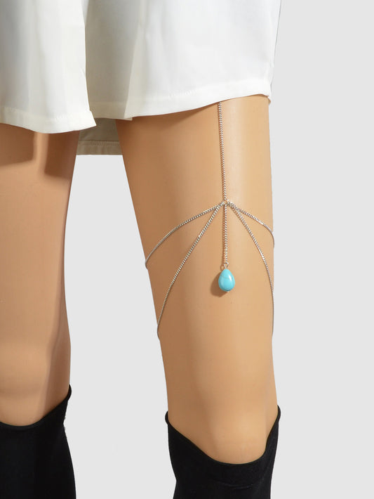 Boho Chic Sexy Multi-layer Gold Silver Turquoise Leg Chain Beach Body Chain Gift