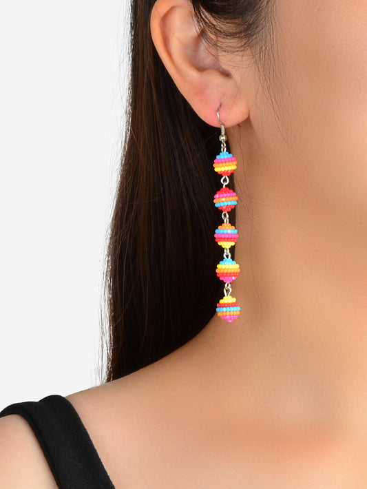 Trendy Female Jewelry Faux Pearl Ball Long Pendant Dangle Earrings Wedding Party