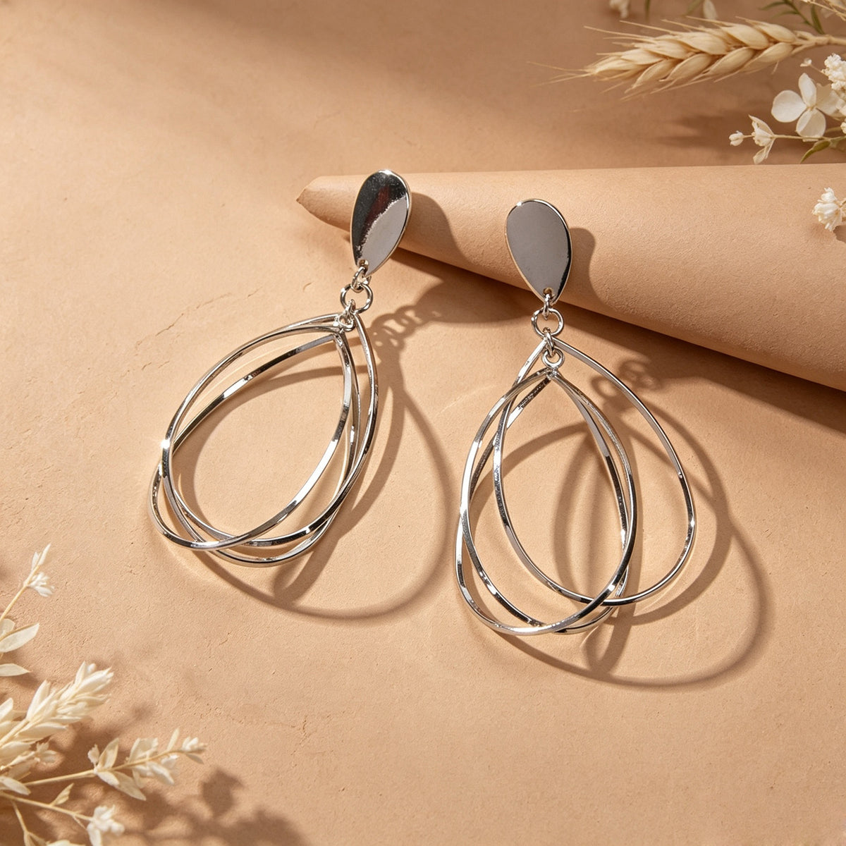 Female Jewellery Gold Silver Geometric Water Drop Statement Charm Earrings Women