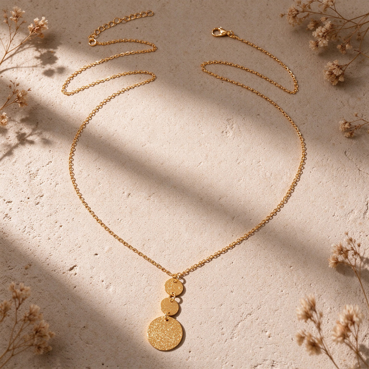 Geometric Disc Fringe Pendant Long Necklace Minimalist Party Vacation Jewellery