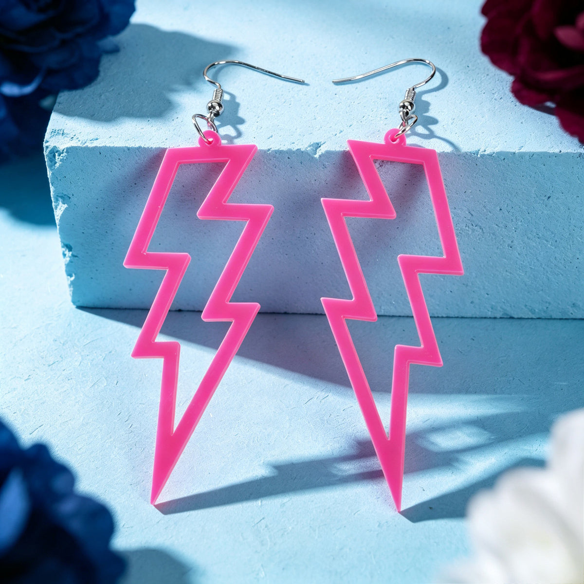 Y2K Hollow Lightning Bold Dangle Earrings Music Festival Edgy Party Jewellery