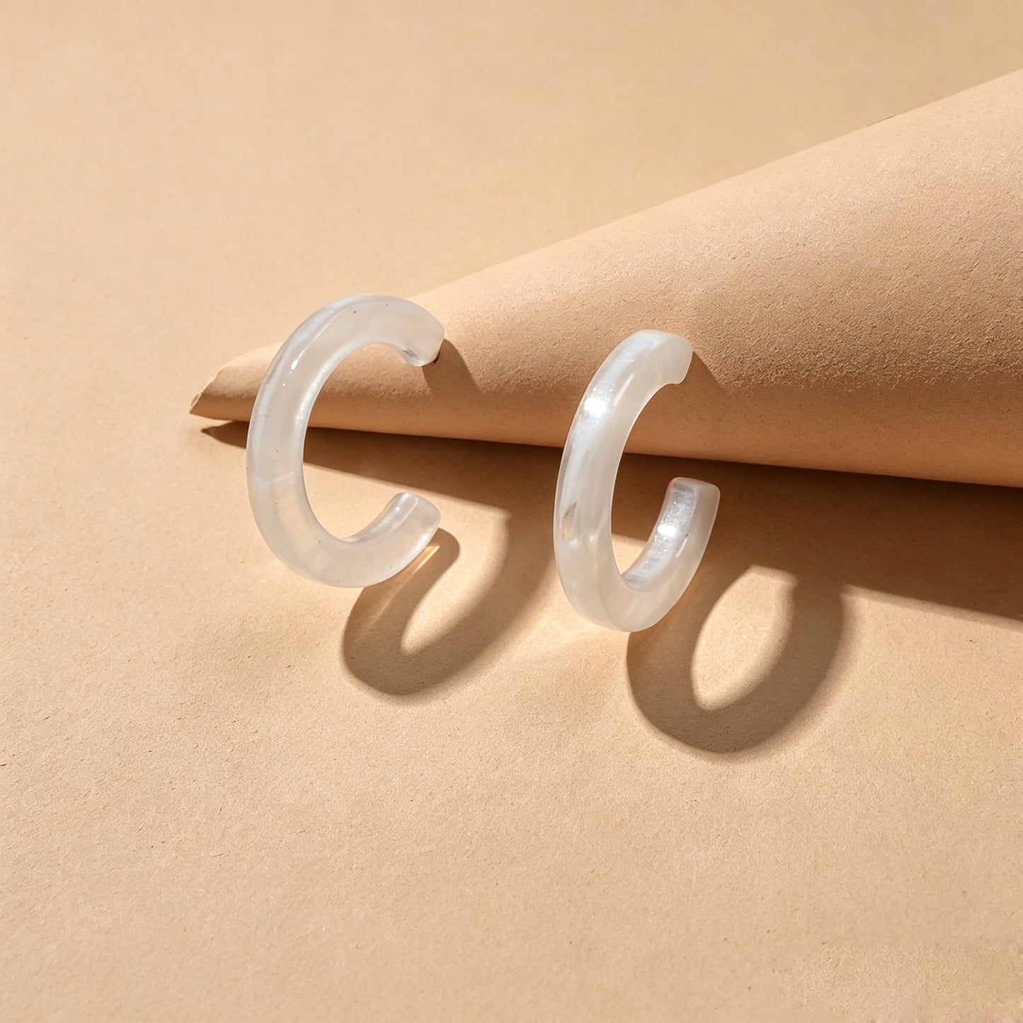 Acrylic C Shape Hoop Stud Earrings Daily Beach Vacation Jewelry Available in multiple colors
