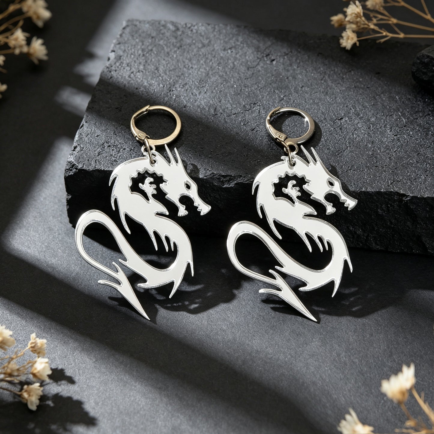 Personality Chinese Dragon Dangle Earrings Mystical Animal Element Punk Rock Music Festival Jewelry