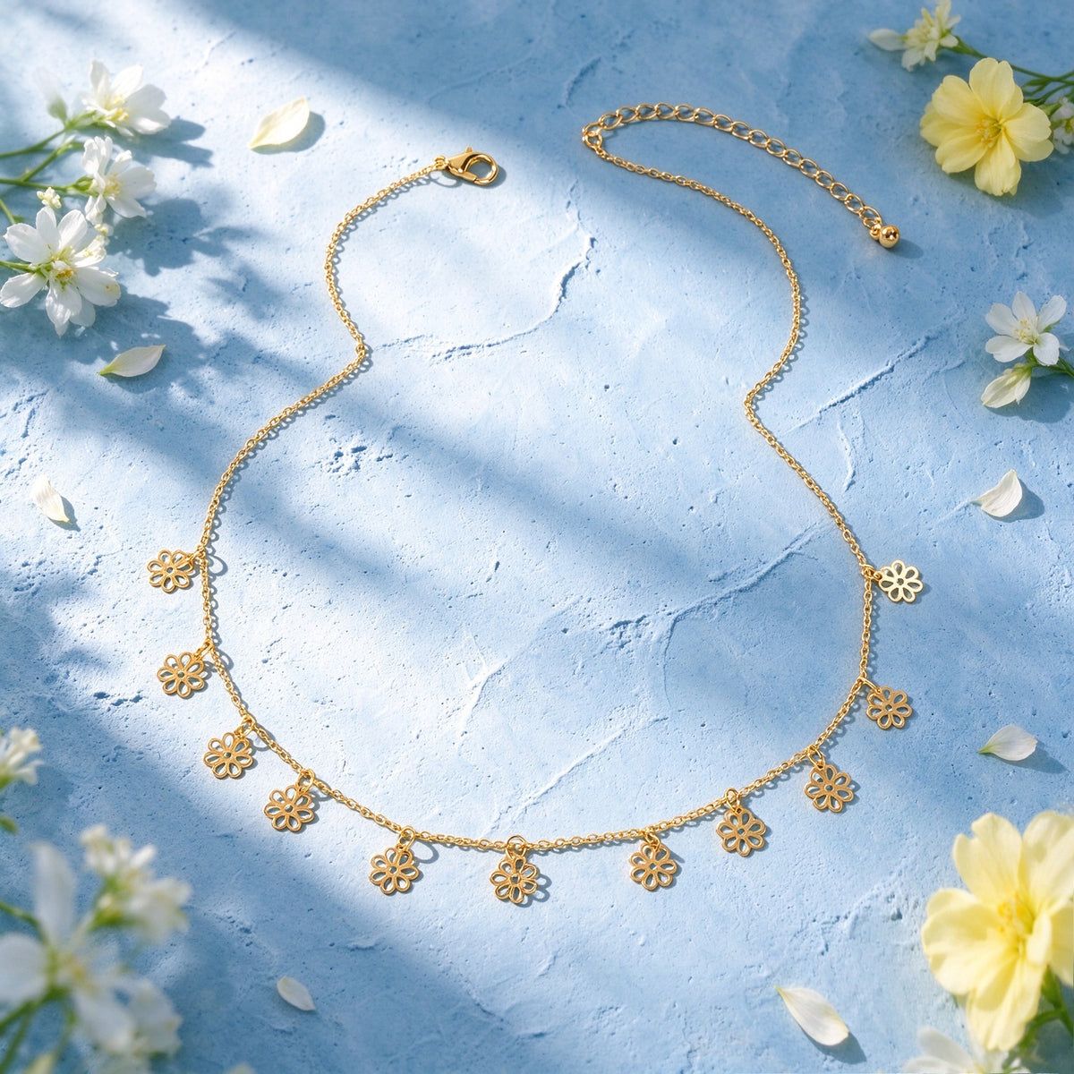 Elegant Gold Silver Hollow Flower Pendant Necklace Party Banquet Jewellery Gift