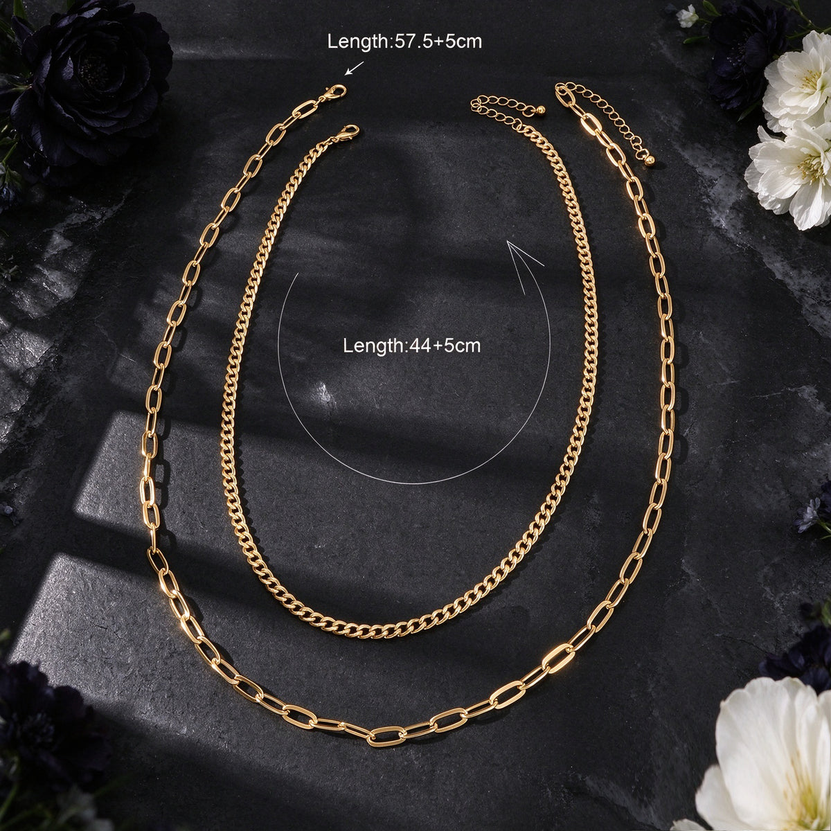 2pcs Minimalist Cool Punk Gold Silver Paperclip Link Cuban Chain Collar Necklace