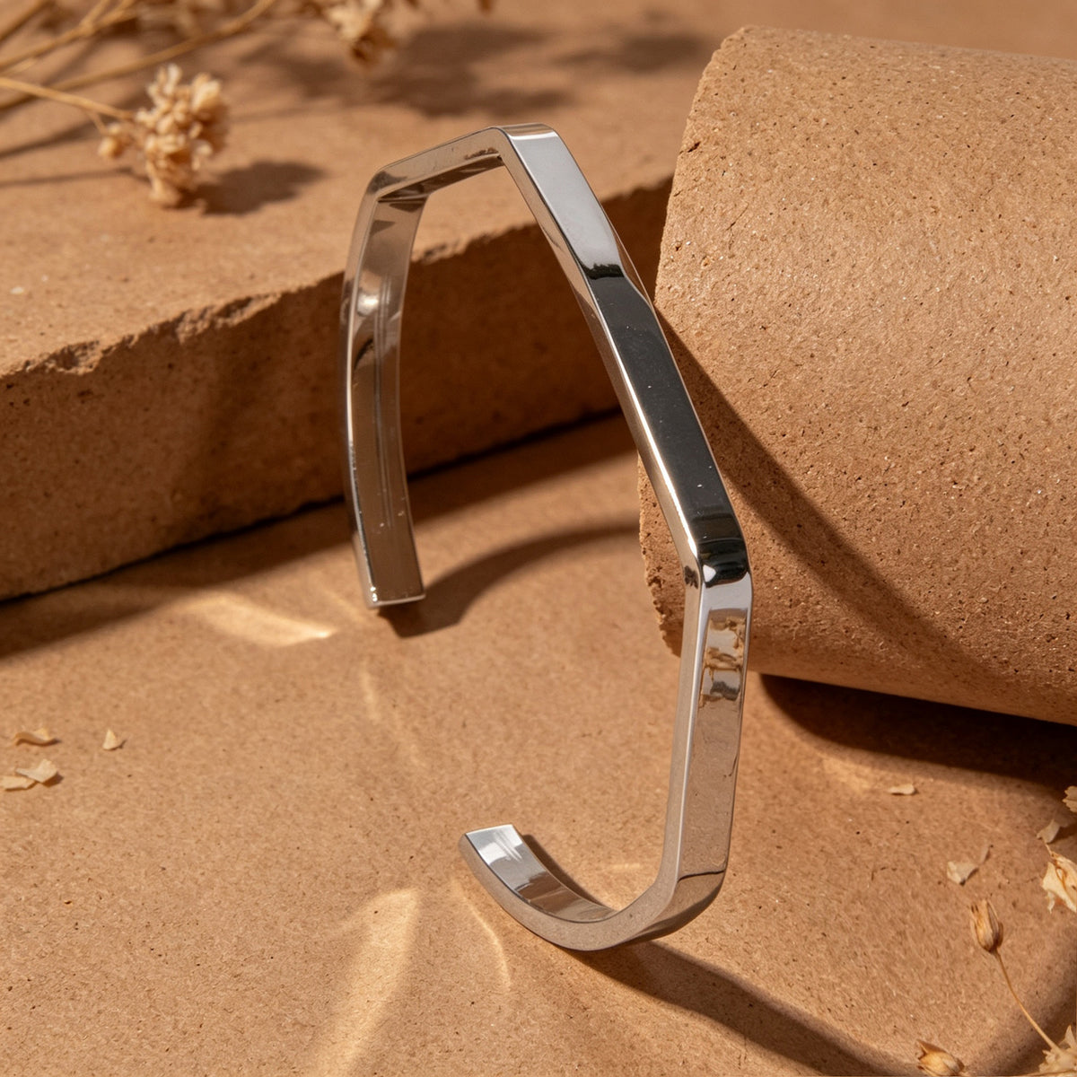 Minimalist Geometric Metal Open Cuff Bangle Modern Daily Officework Jewellery