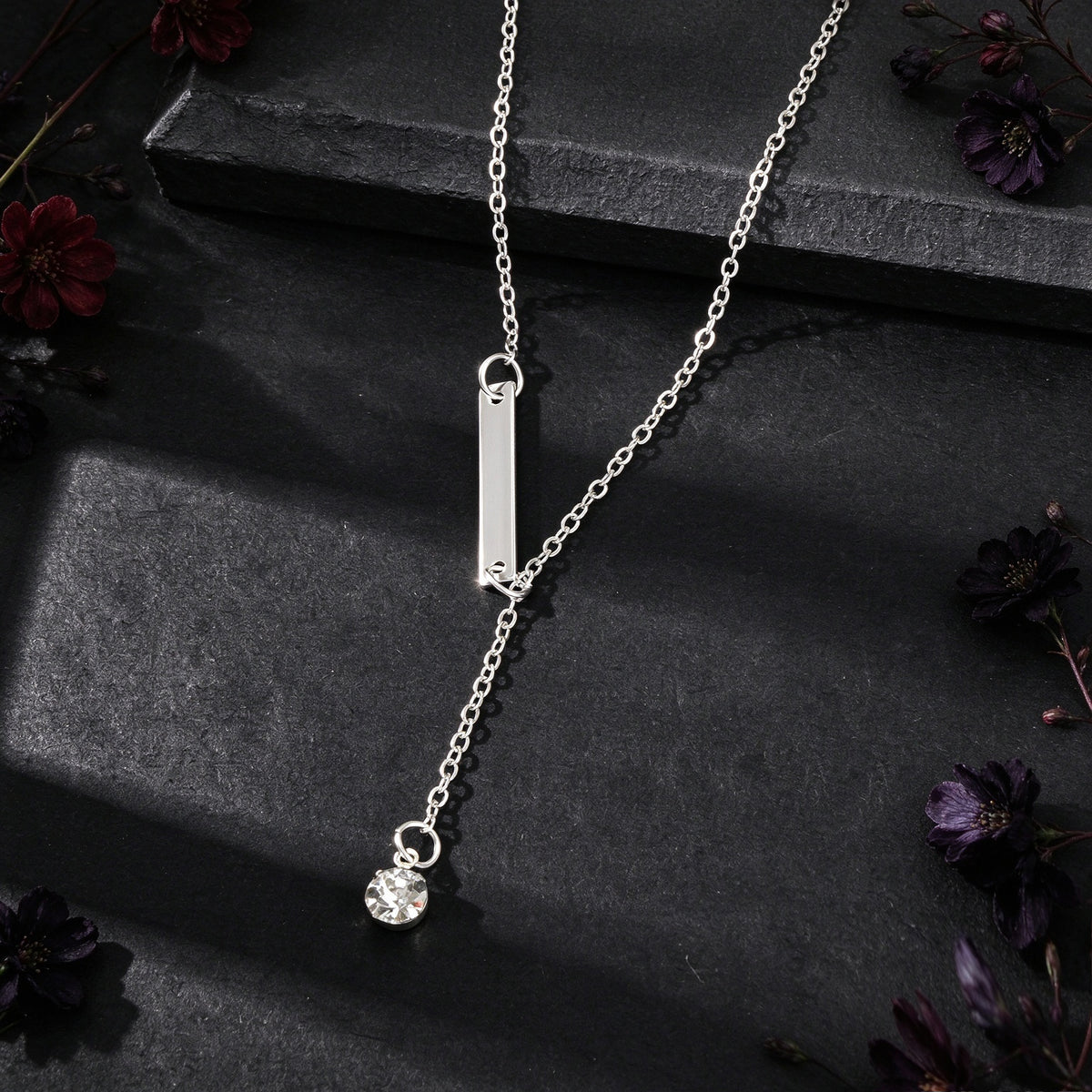 Rhinestone Bar Y Shape Adjustable Lariat Necklace Dainty Daily Party Jewellery