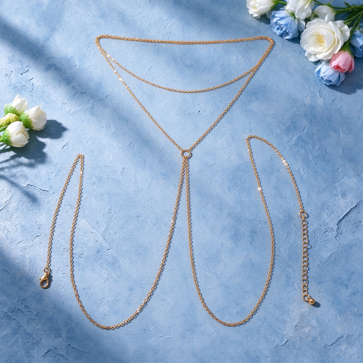 Gold Silver Cross Adjustable Body Chain Nightclub Rave Party Body Accessories